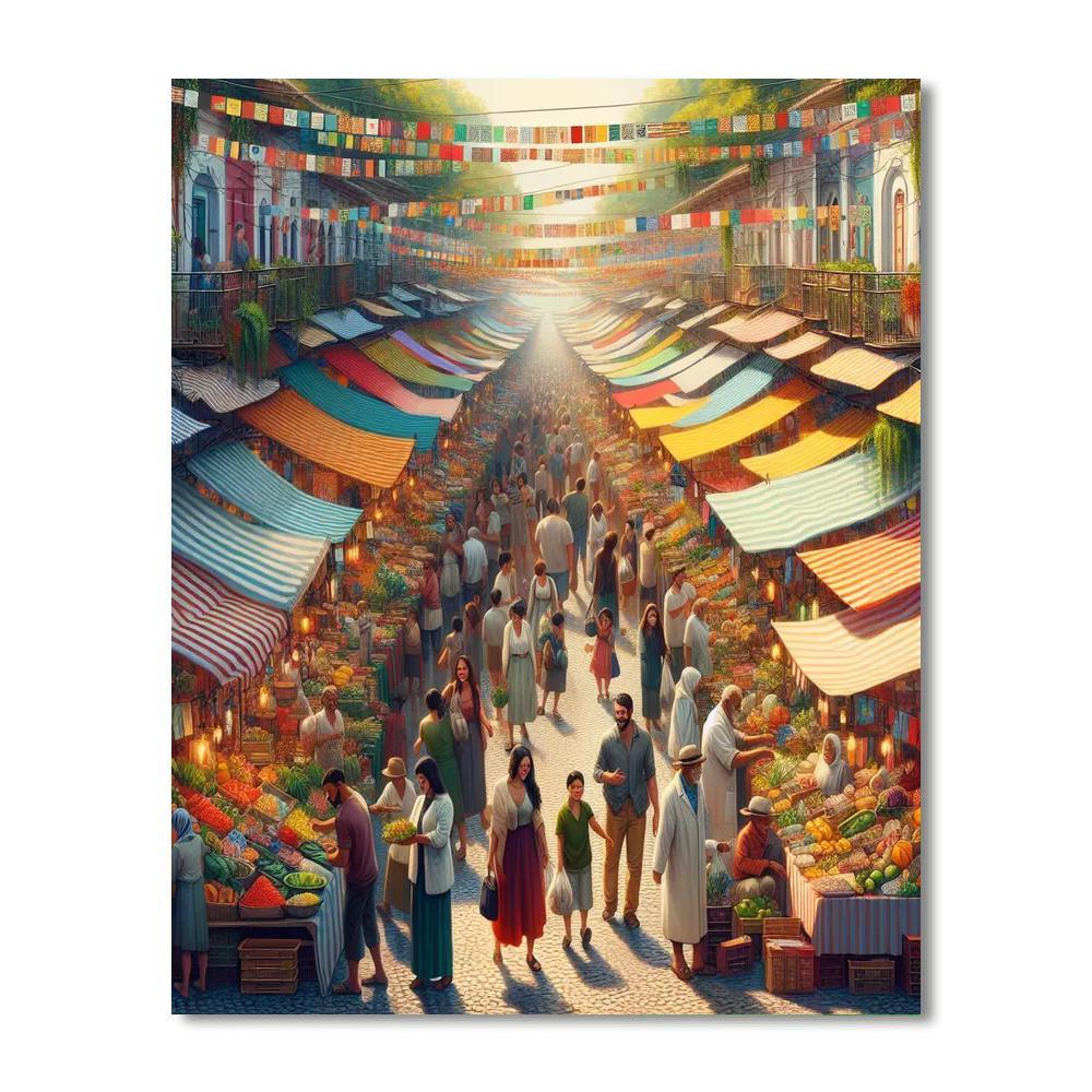 Quirky Street Market Painting Number Kit