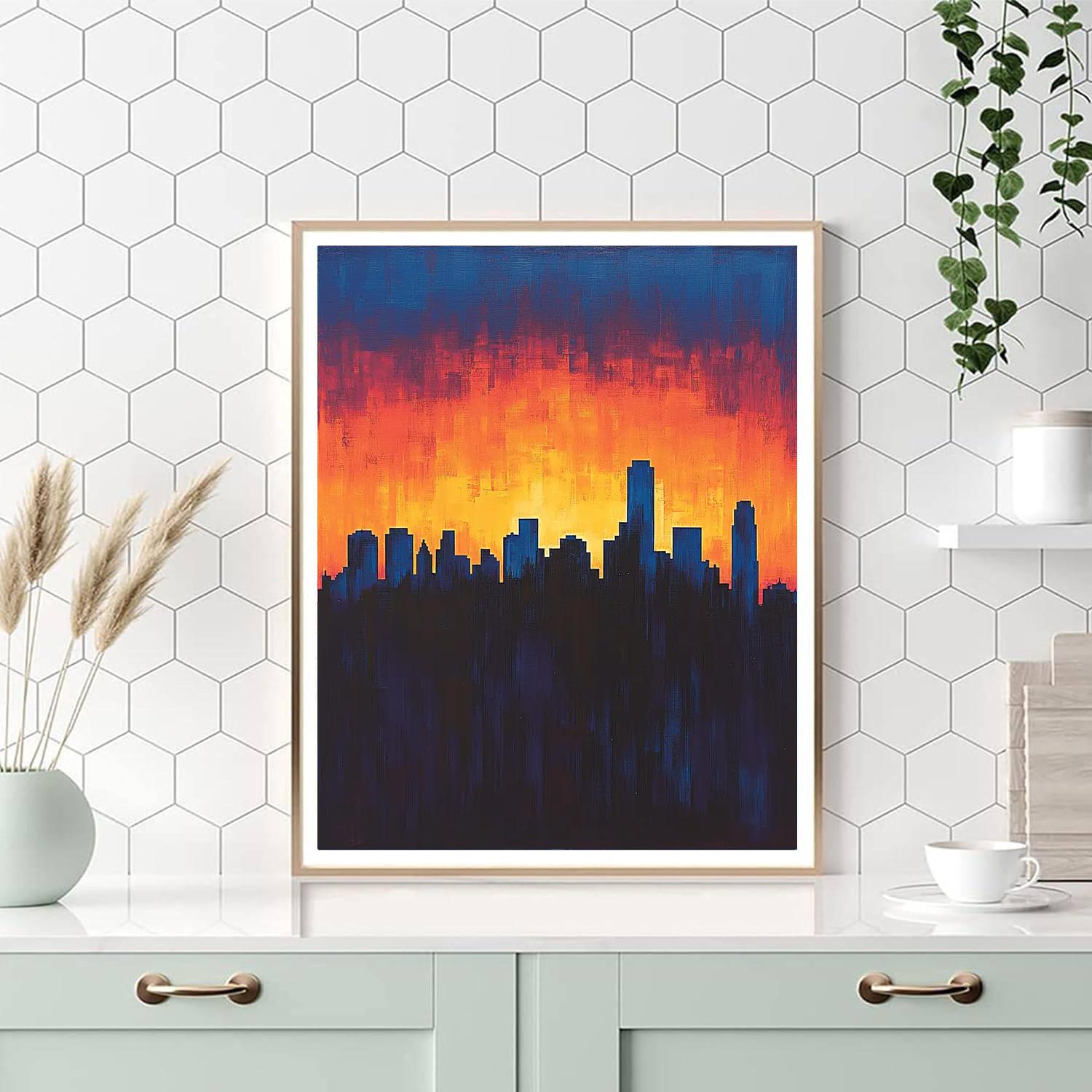 Edward Hopper Inspired City Skyline Silhouette  Numbered Painting Kits