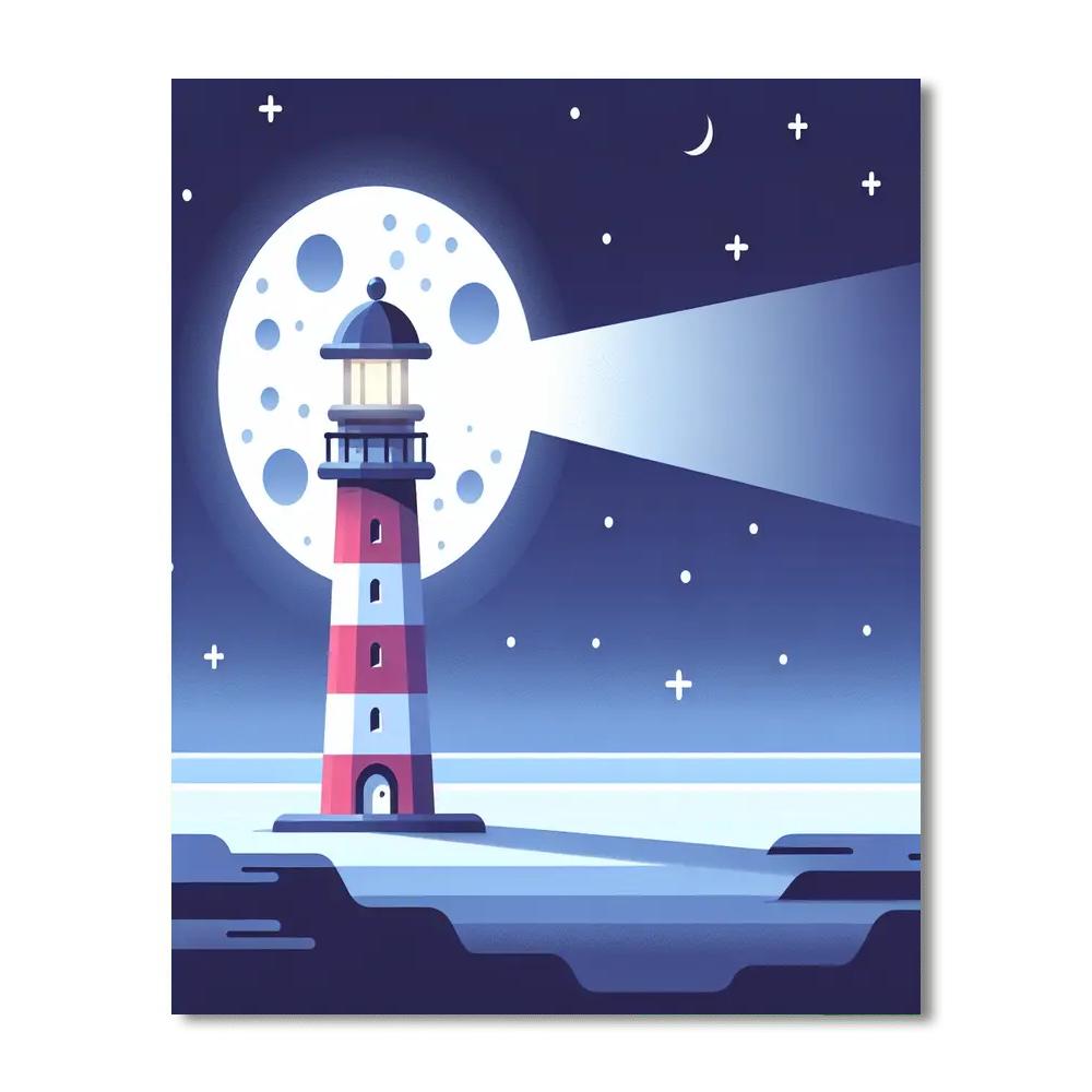 Lunar Lighthouse Number Painting