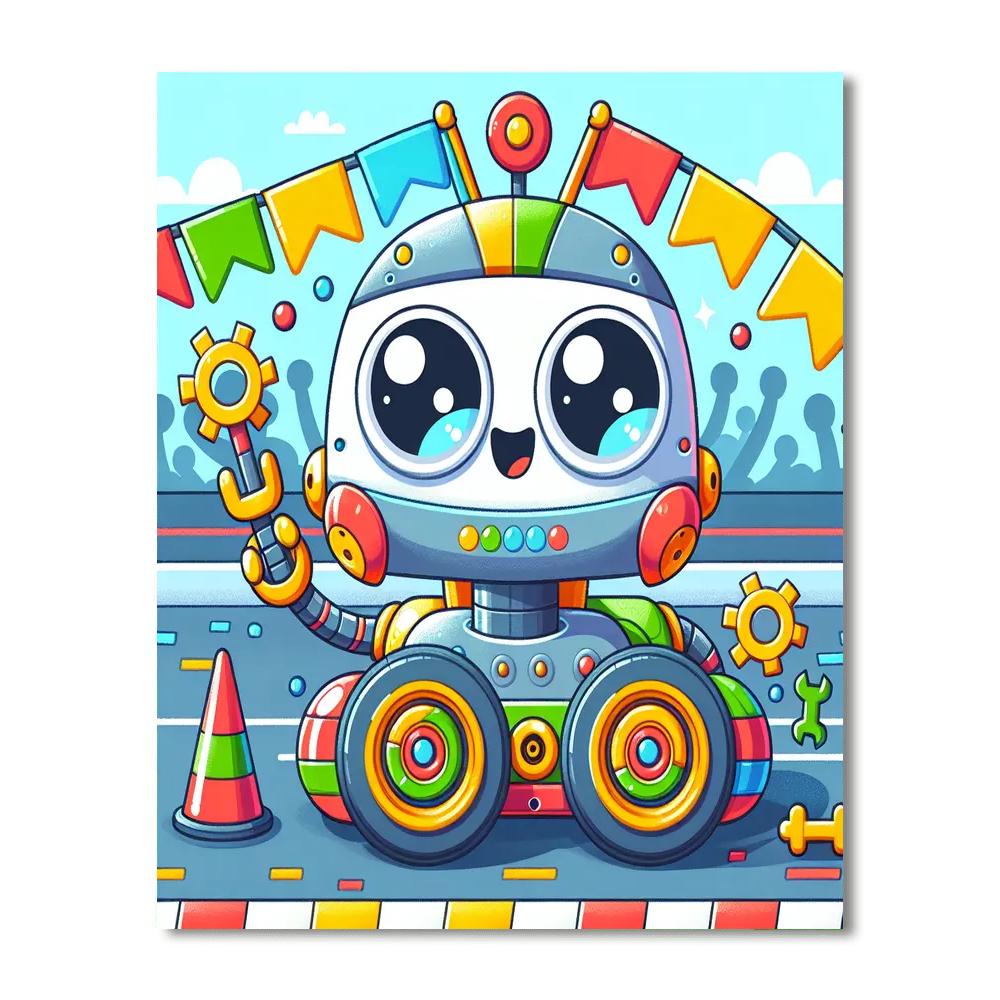 Radiant Robot Rally Number Painting