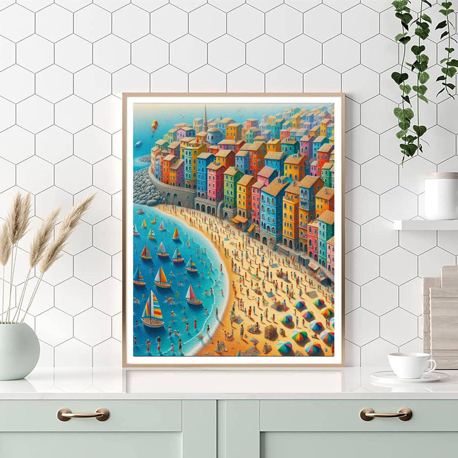 Sunny Seaside Town DIY Paint By Numbers