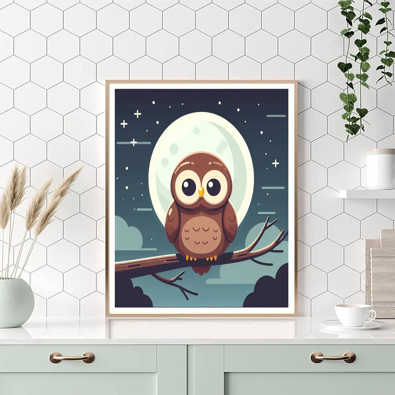 Moonlit Owl Number Painting