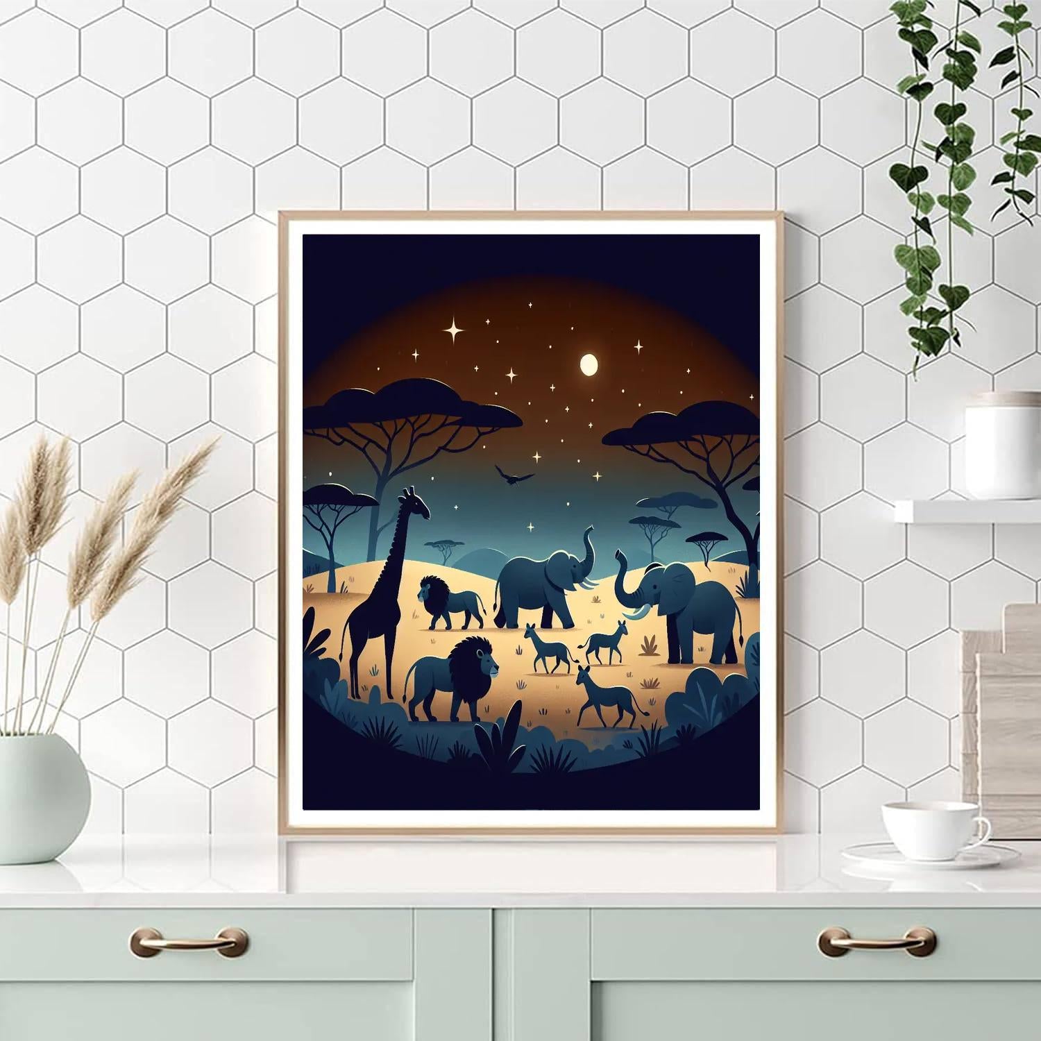 Starlit Safari Expedition Paint By Numbers Art