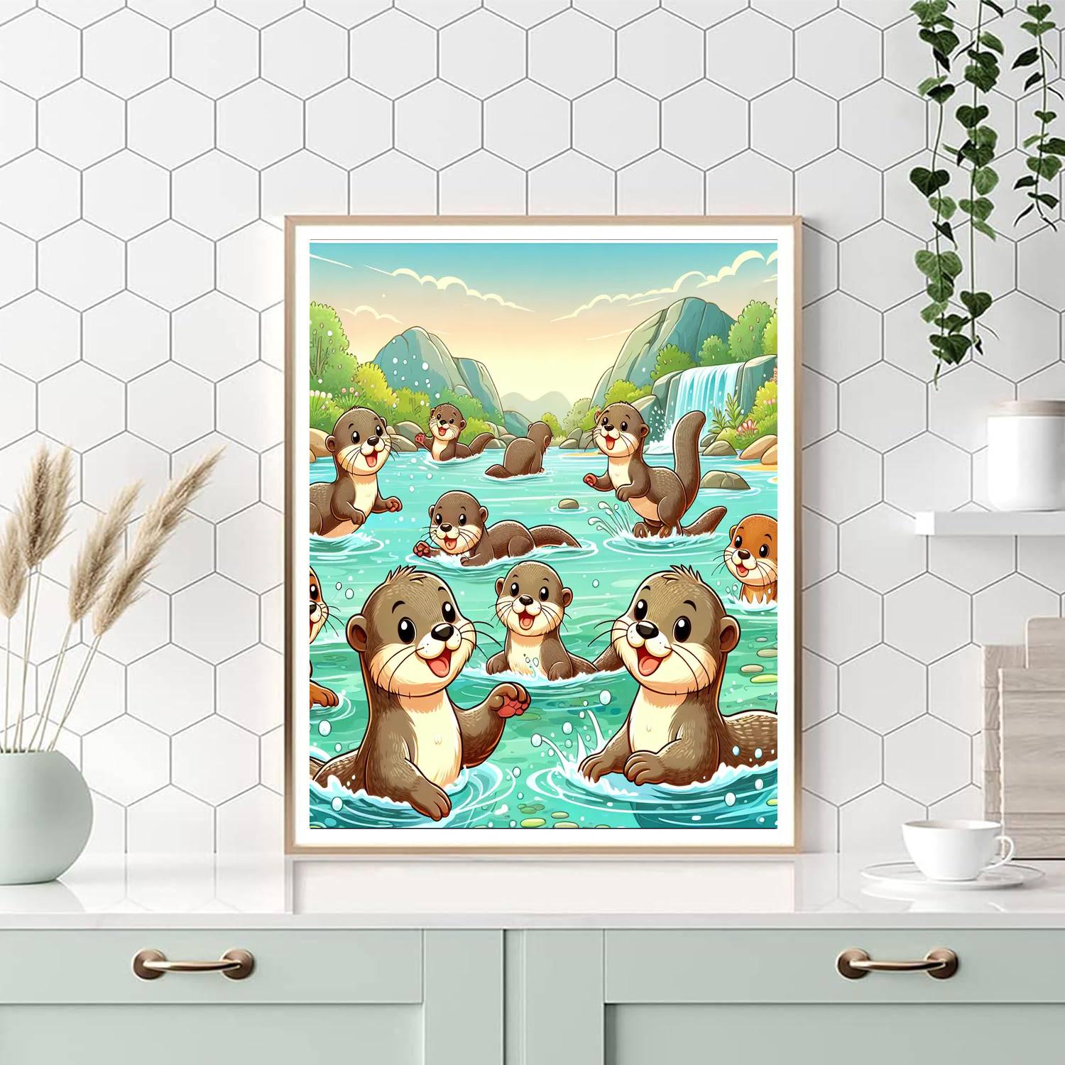 Cheerful Otters' River Adventure Paint By Numbers Kits