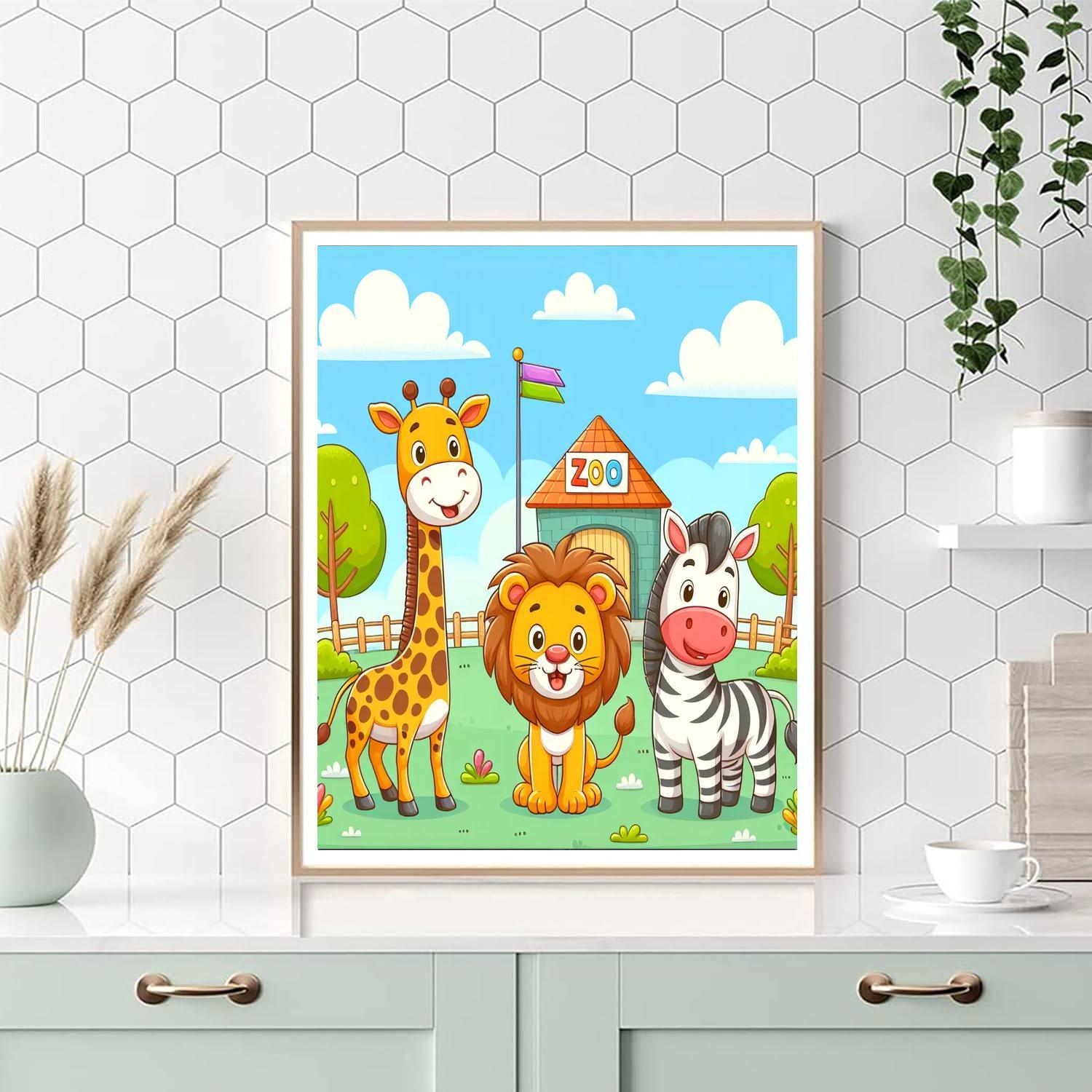 Whimsical Zoo Fun Paint By Numbers Art