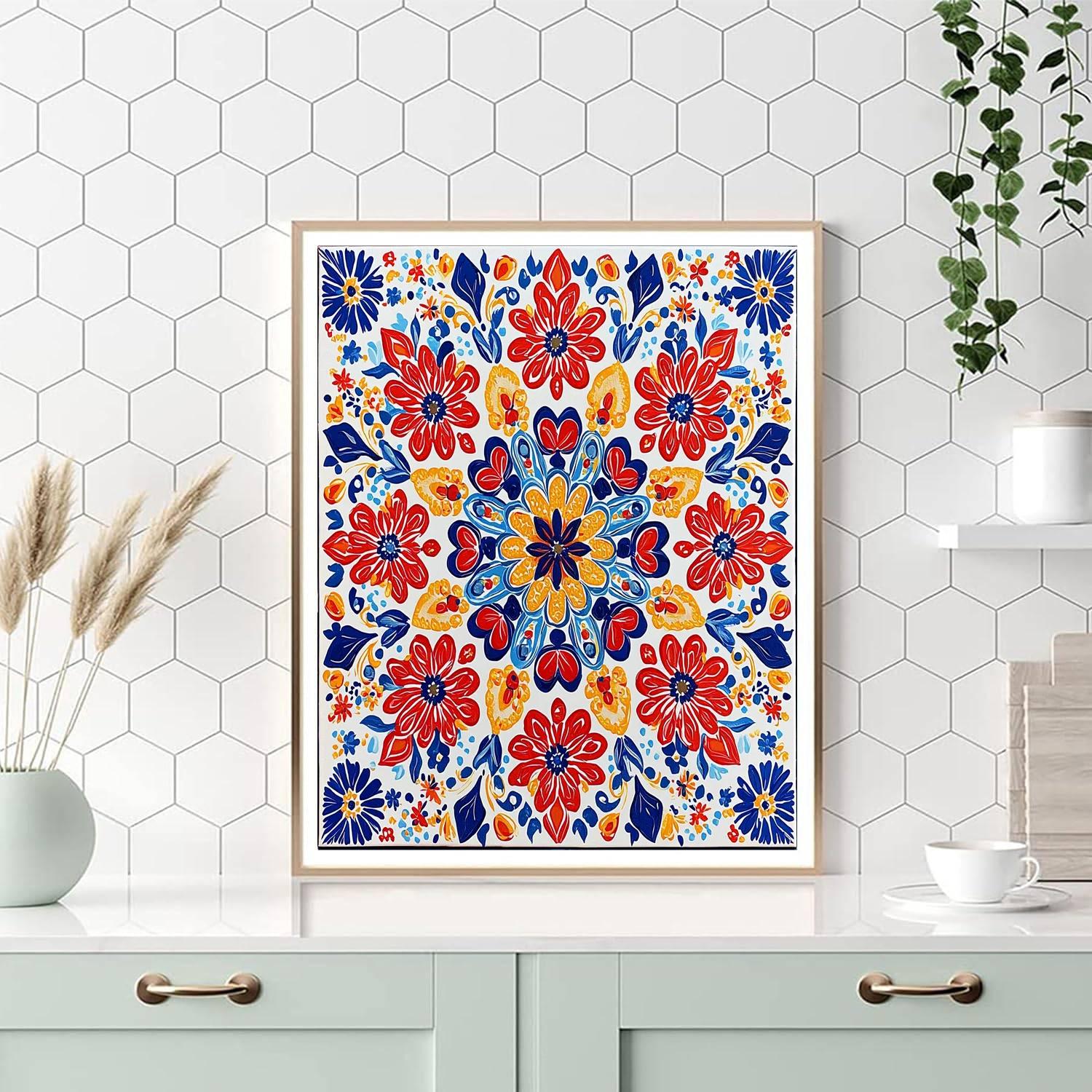 Traditional Indian Artists Inspired Vibrant Flower Mandala  Paint By Numbers