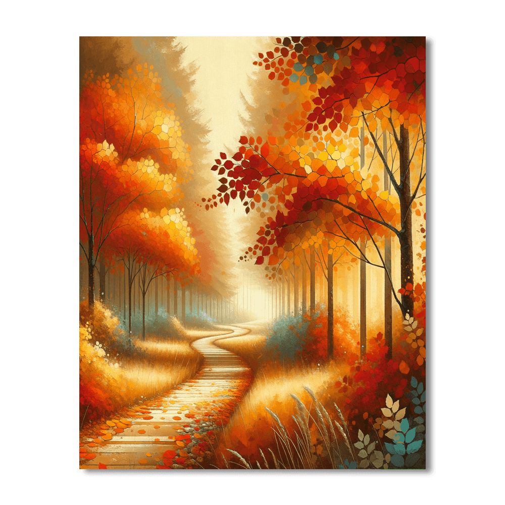 Peaceful Autumn Trail Paint By Numbers Art