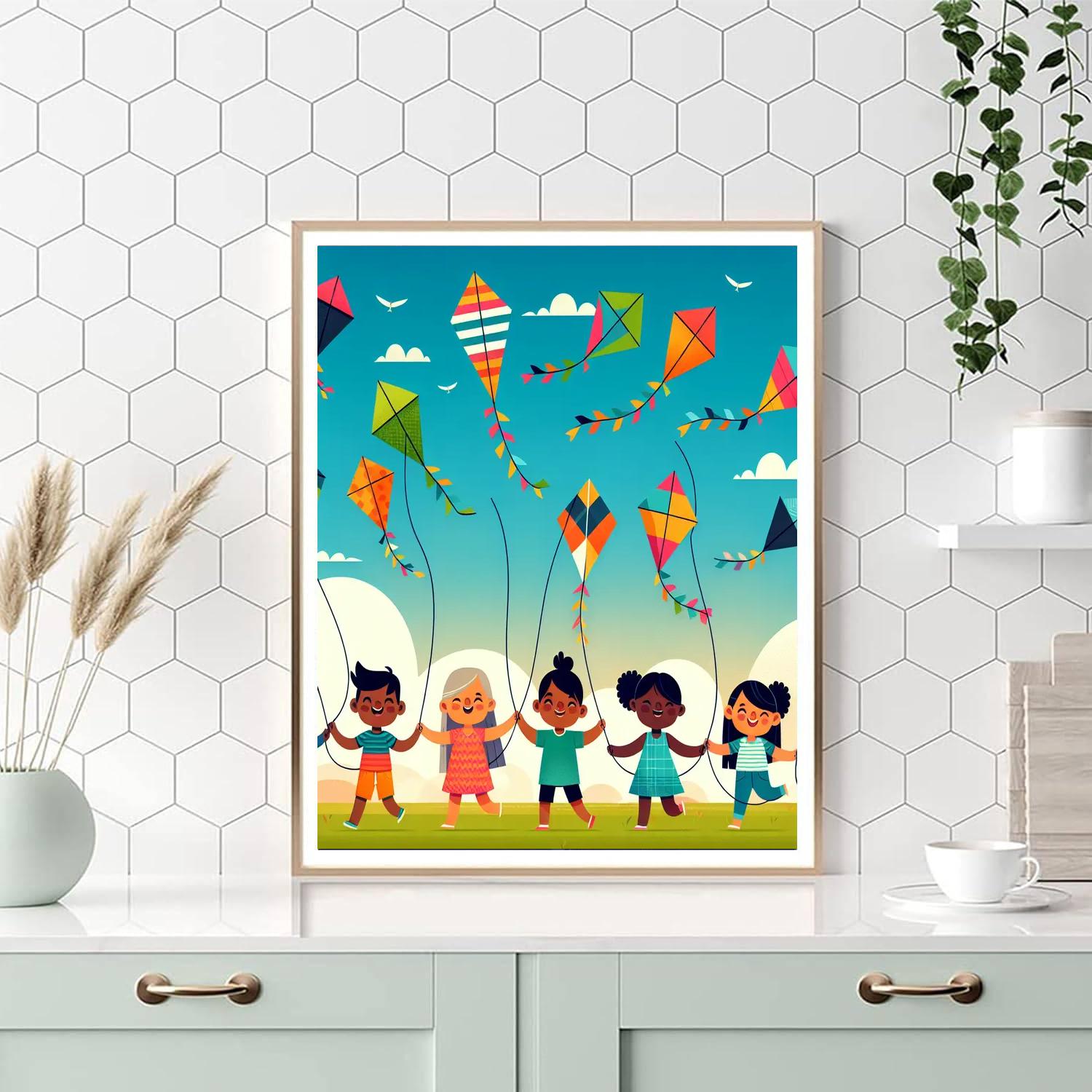 Festival Of Flying Kites Painting By Numbers Kit