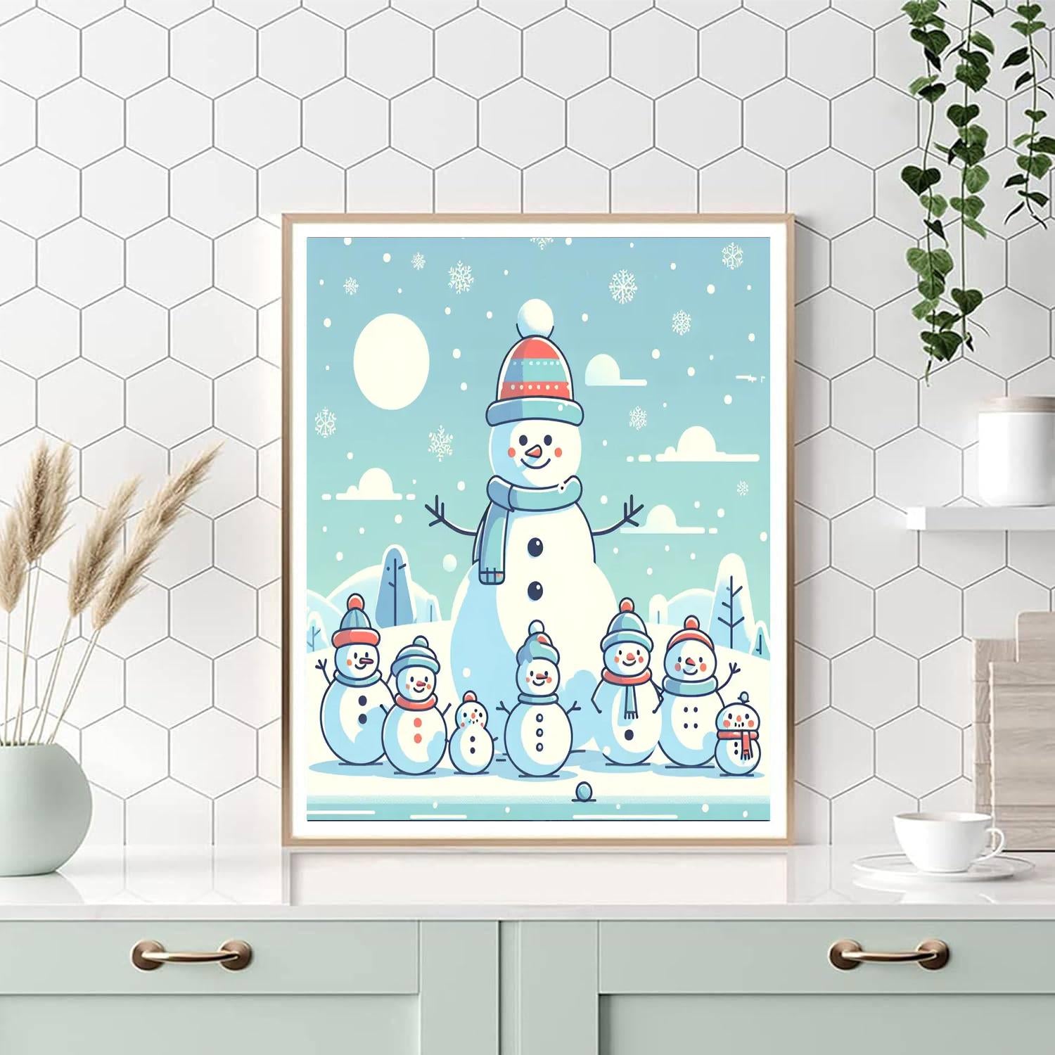 Frosty Snowman Friends Paint By Numbers Art