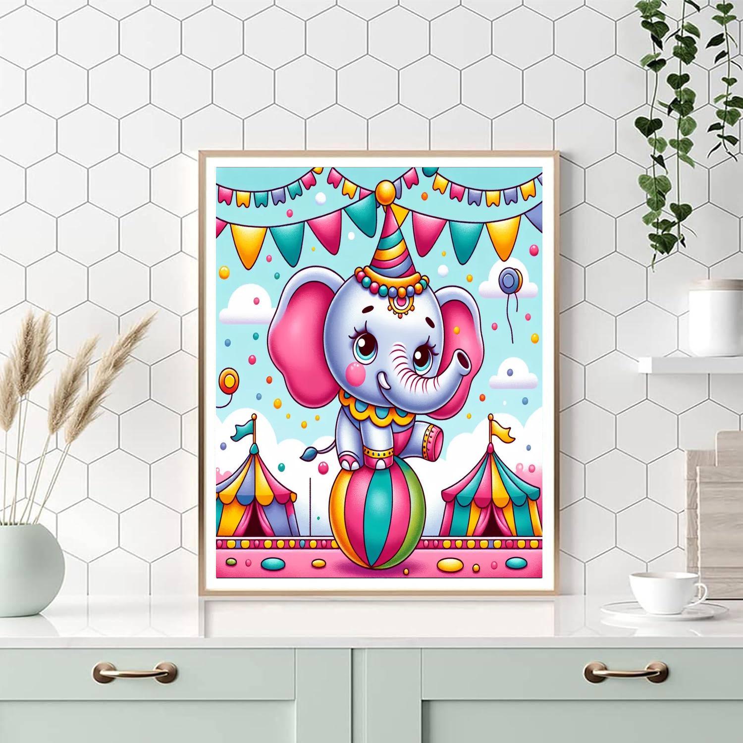 Exciting Circus Elephant Painting By Numbers Kit