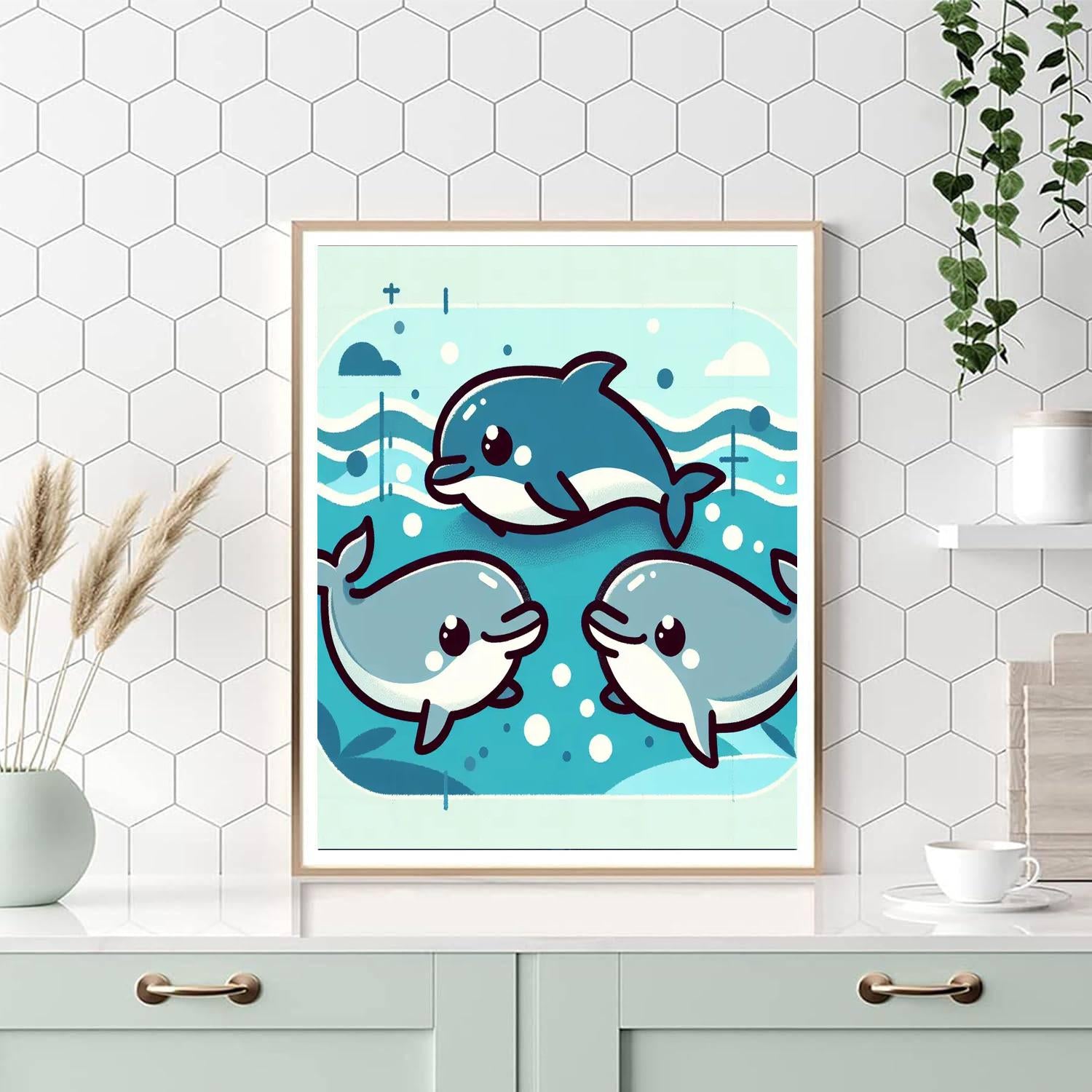 Aquatic Dolphin Playtime Paint By Numbers Art