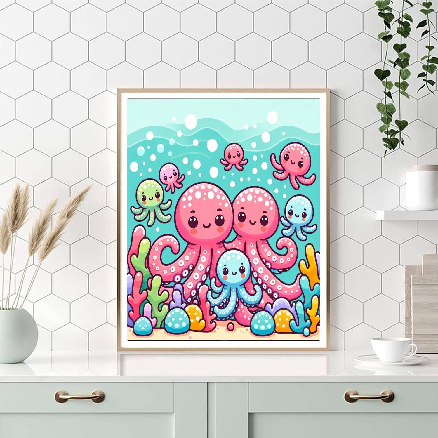 Happy Octopus Family Painting By Numbers Kit