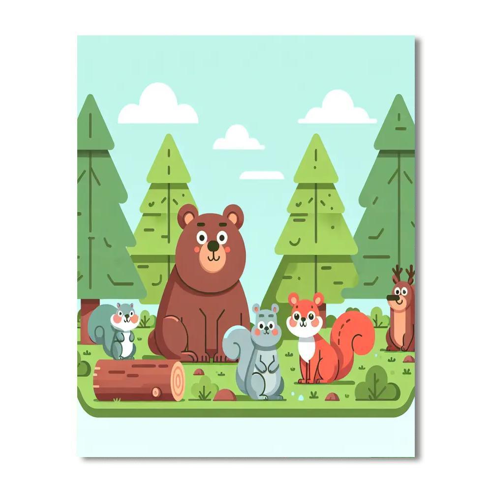 Furry Forest Friends Paint By Numbers Art