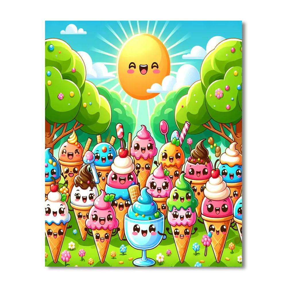 Whimsical Ice Cream Party Paint By Numbers Art