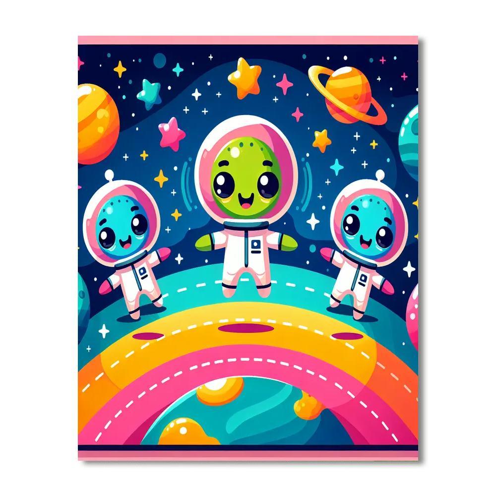 Space Adventure With Friendly Aliens Paint By Color