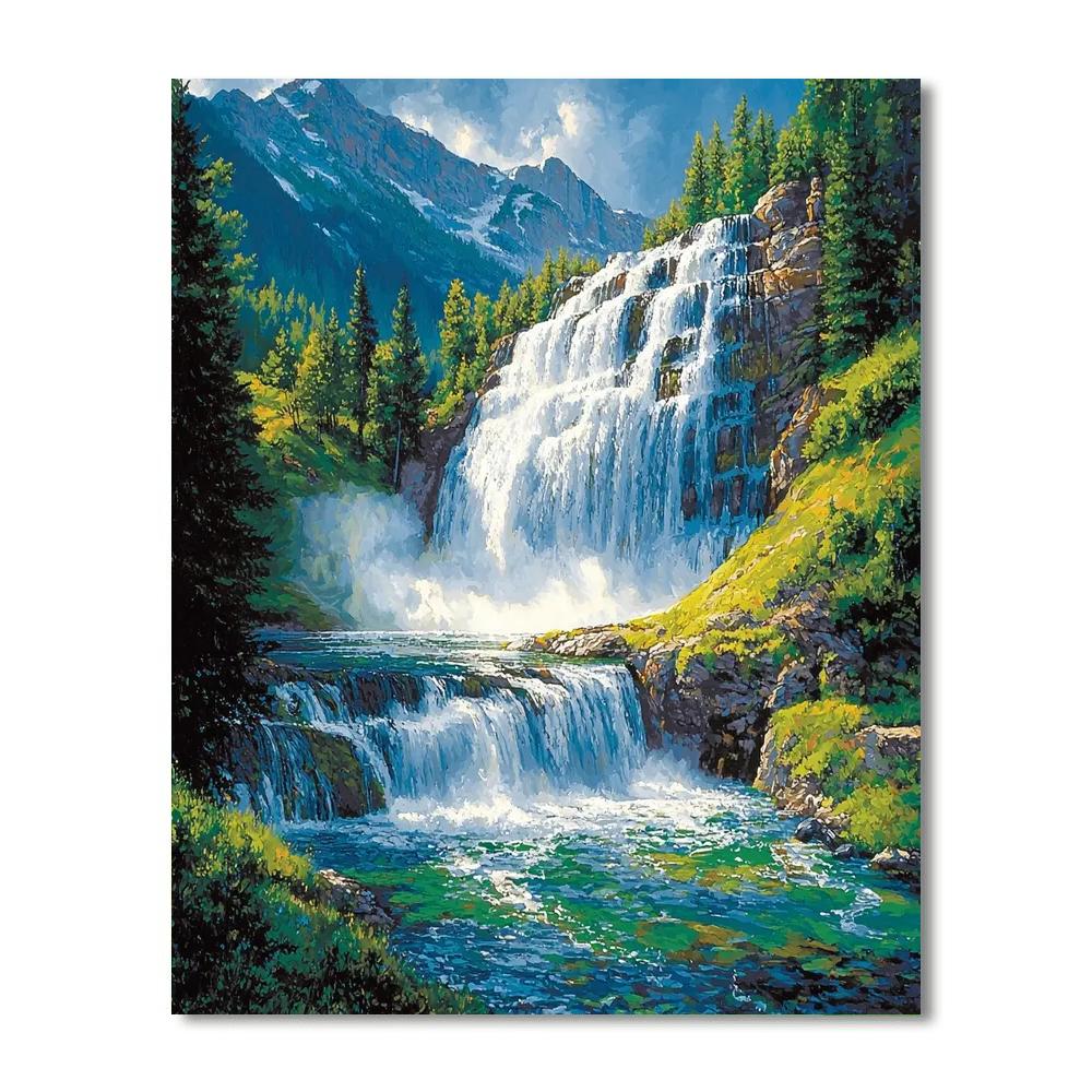 Albert Bierstadt Inspired Cascading Waterfall Symphony  Paint By Numbers