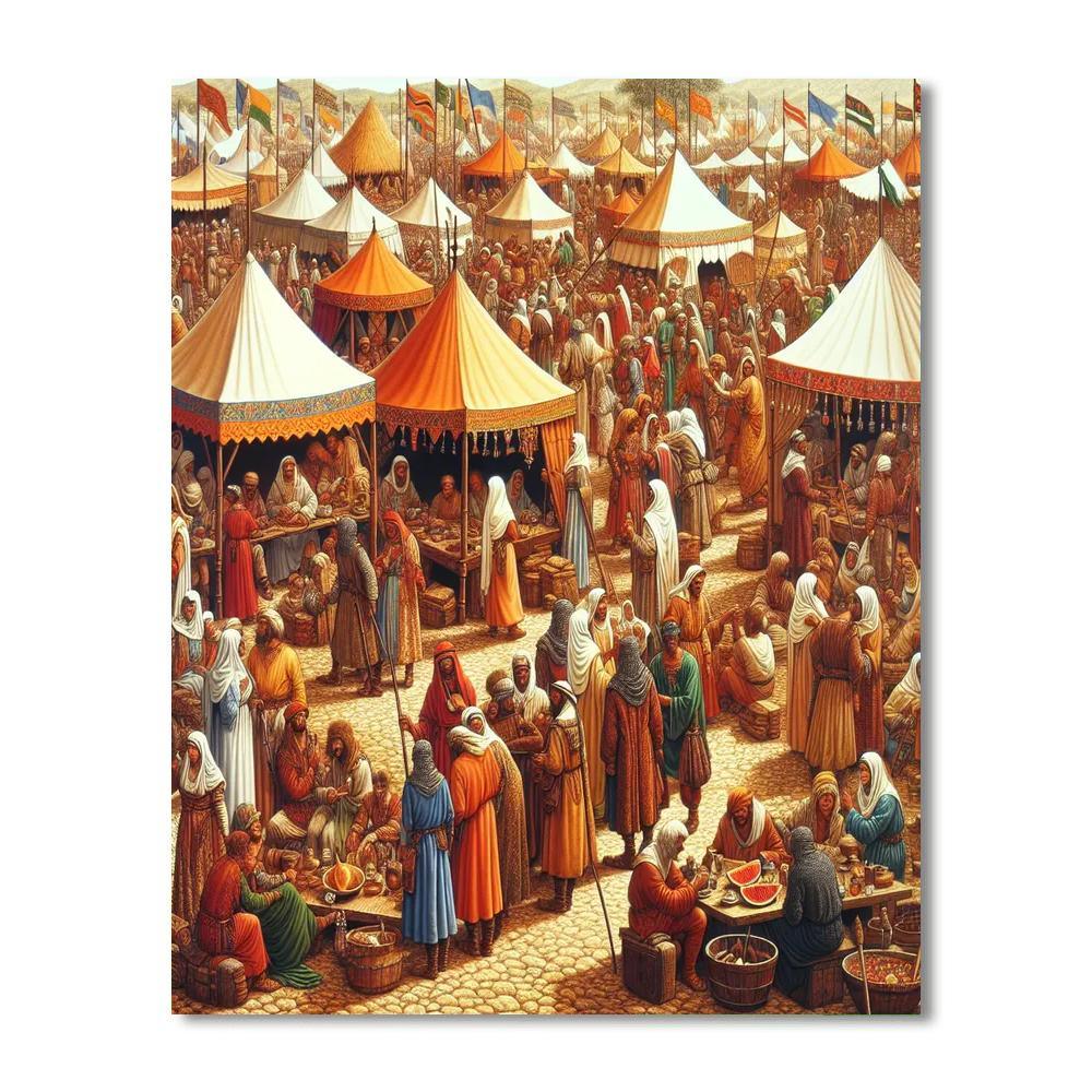 Medieval Village Festivity Painting By Numbers Kit