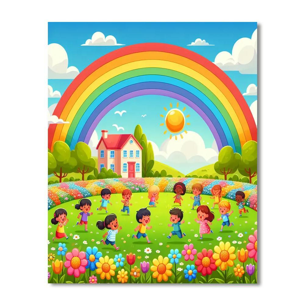 Rainbow And Sunshine Celebration Paint By Numbers Art