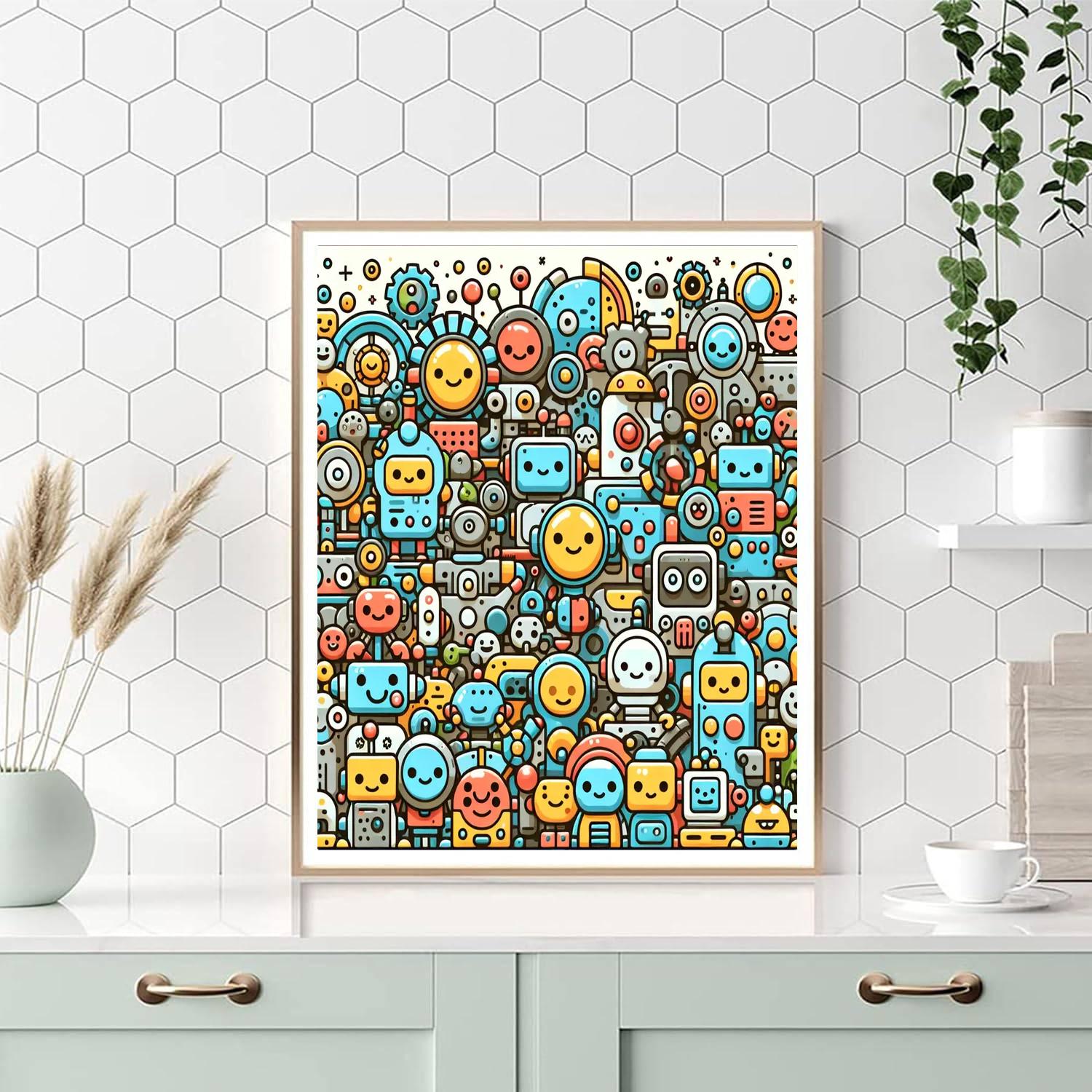 The Playful Robot Adventure DIY Paint By Numbers