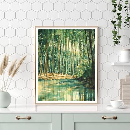 Nandalal Bose Inspired Harmony Of Bamboo Groves  Painting Number Kit