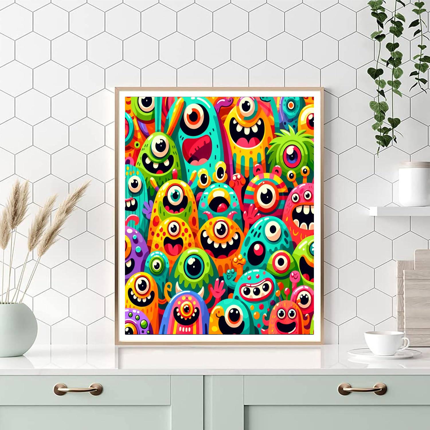Cheerful Monsters Paint By Numbers Art