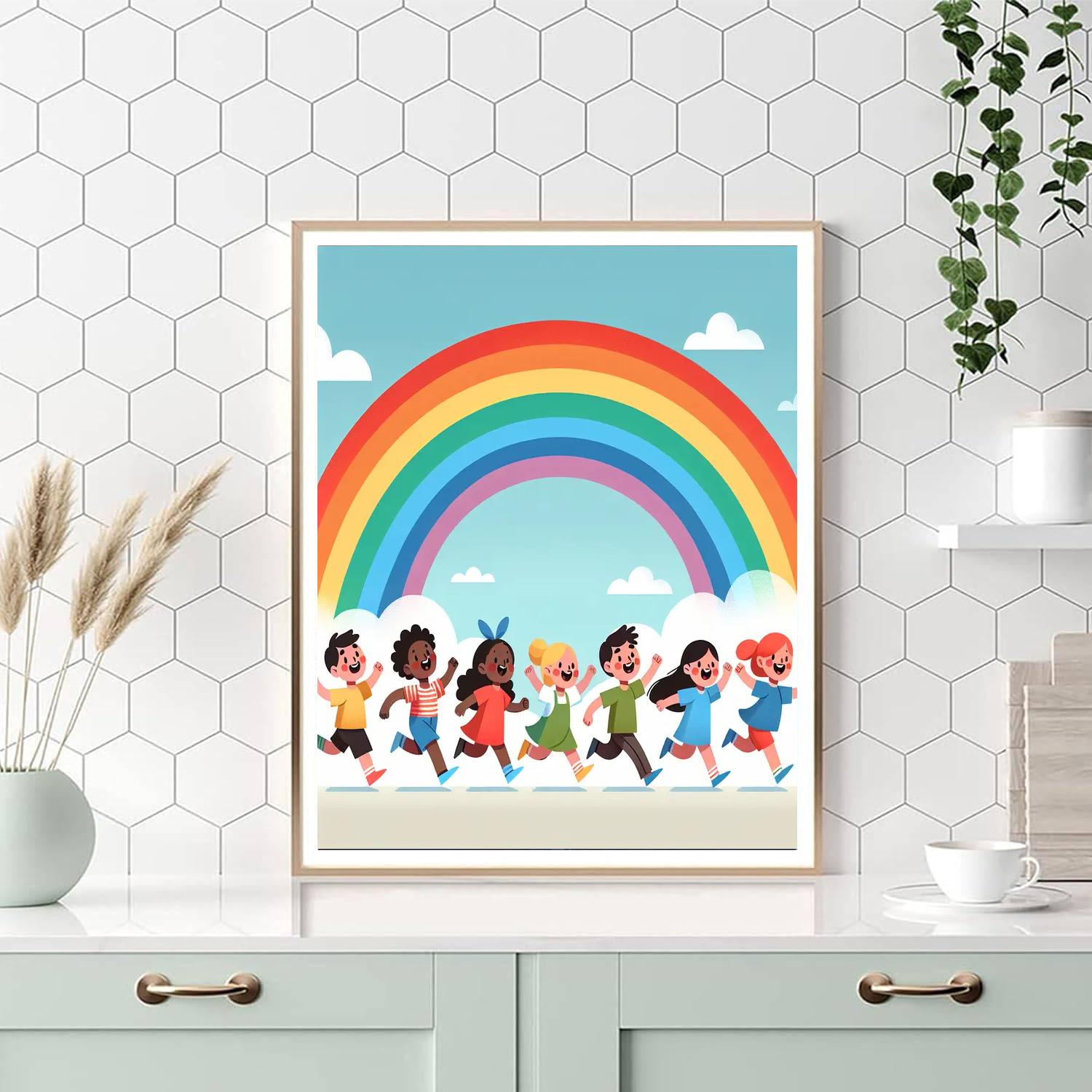 Cheery Rainbow Chase Painting By Numbers Kit