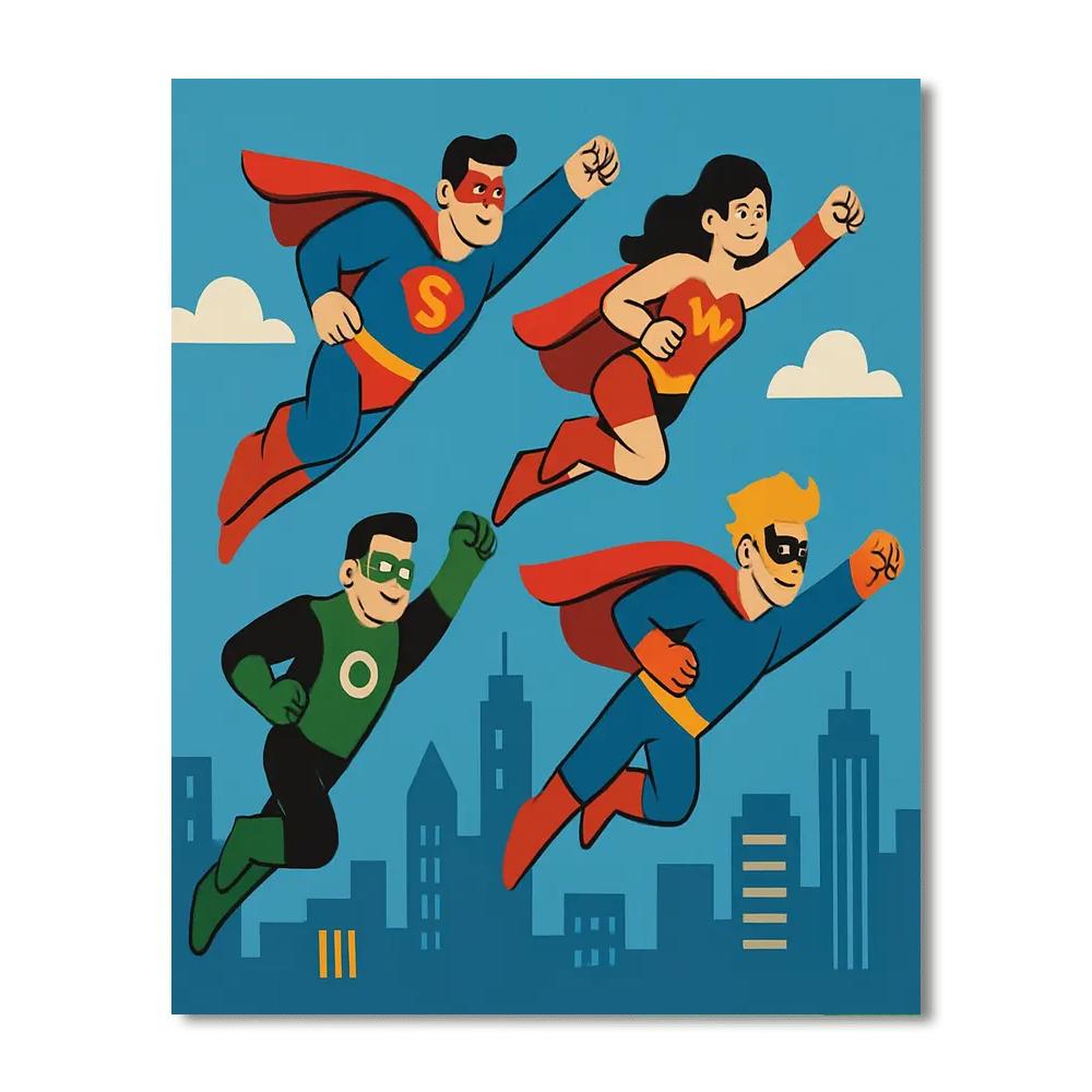 Superheroes On Patrol DIY Paint By Numbers