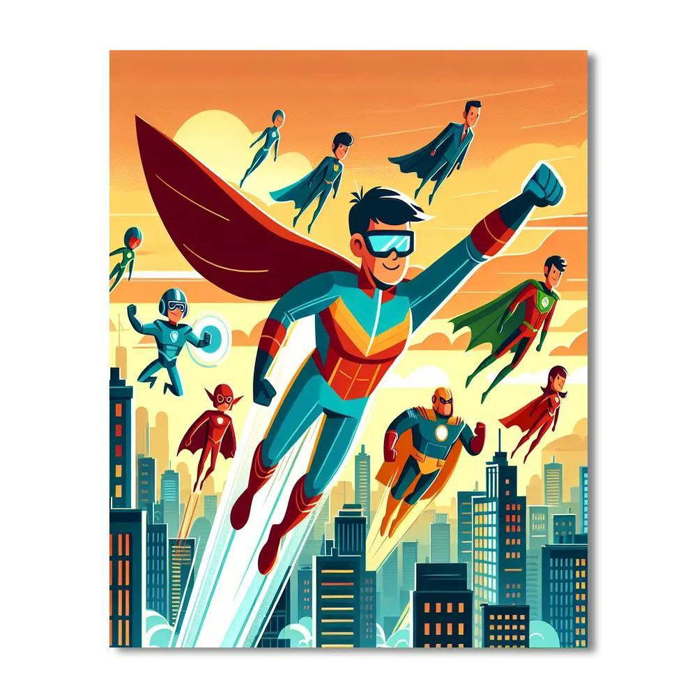 Superhero Adventure Land Painting By Numbers Kit