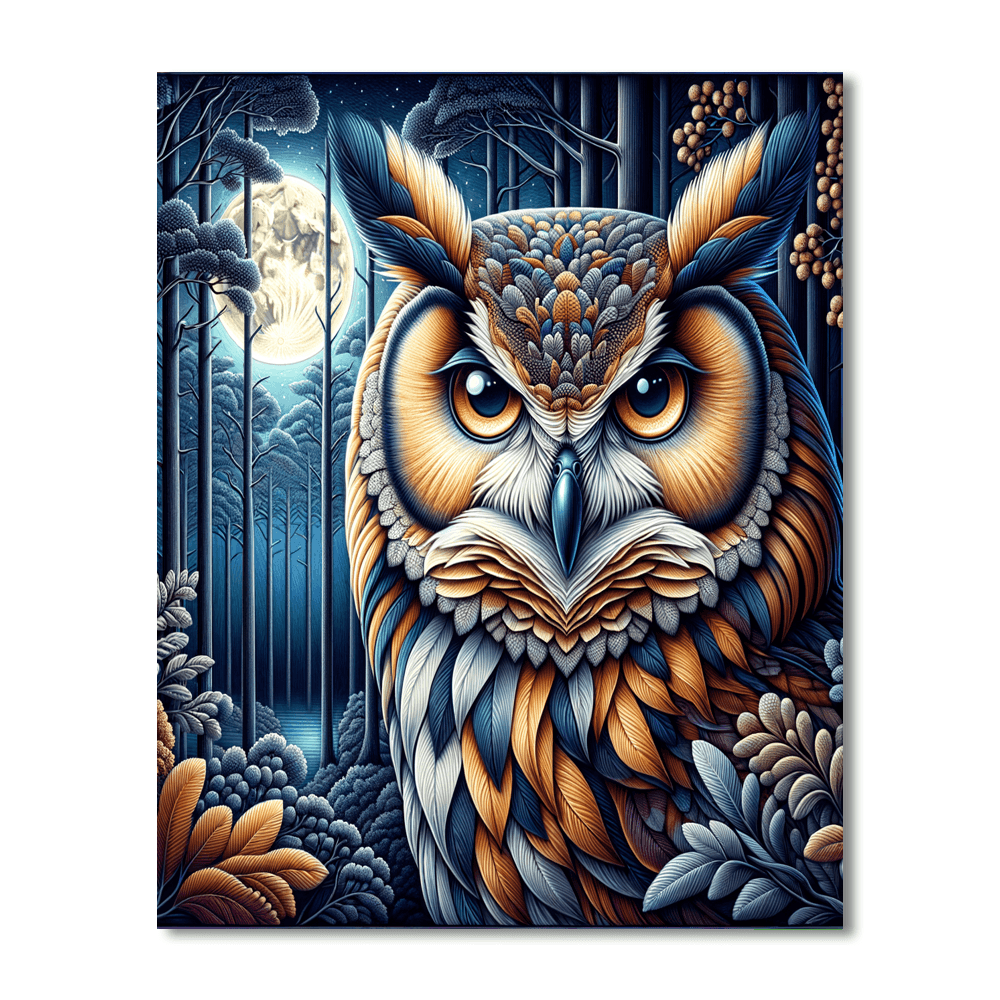 Owl's Midnight Wisdom Paint By Number