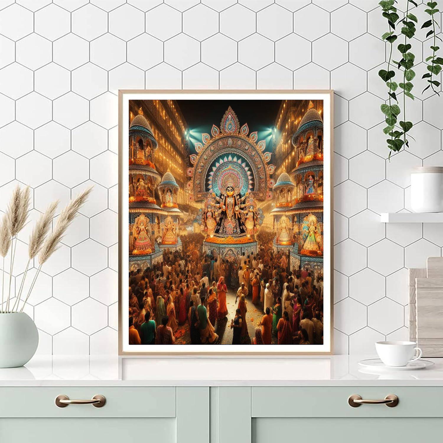 Kolkata Durga Puja - Kolkata, India Numbered Painting Kits