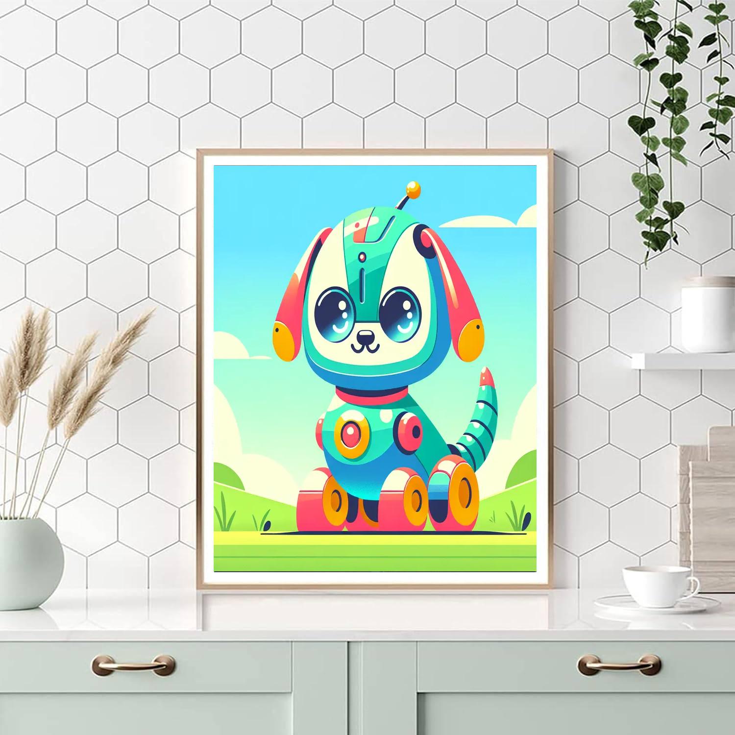 Curious Robot Dog Paint By Numbers Art