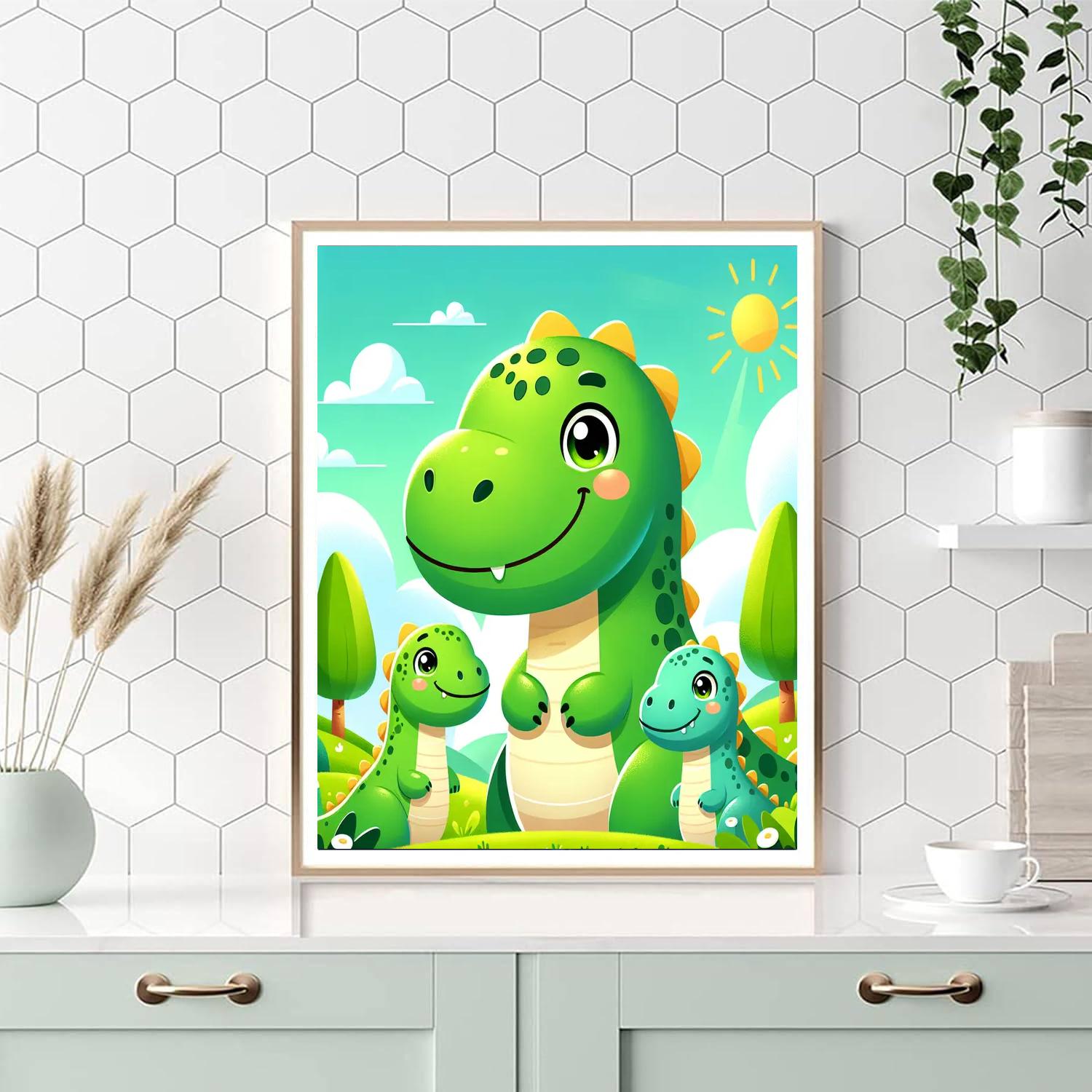 Happy Dino Family Painting By Numbers Kit