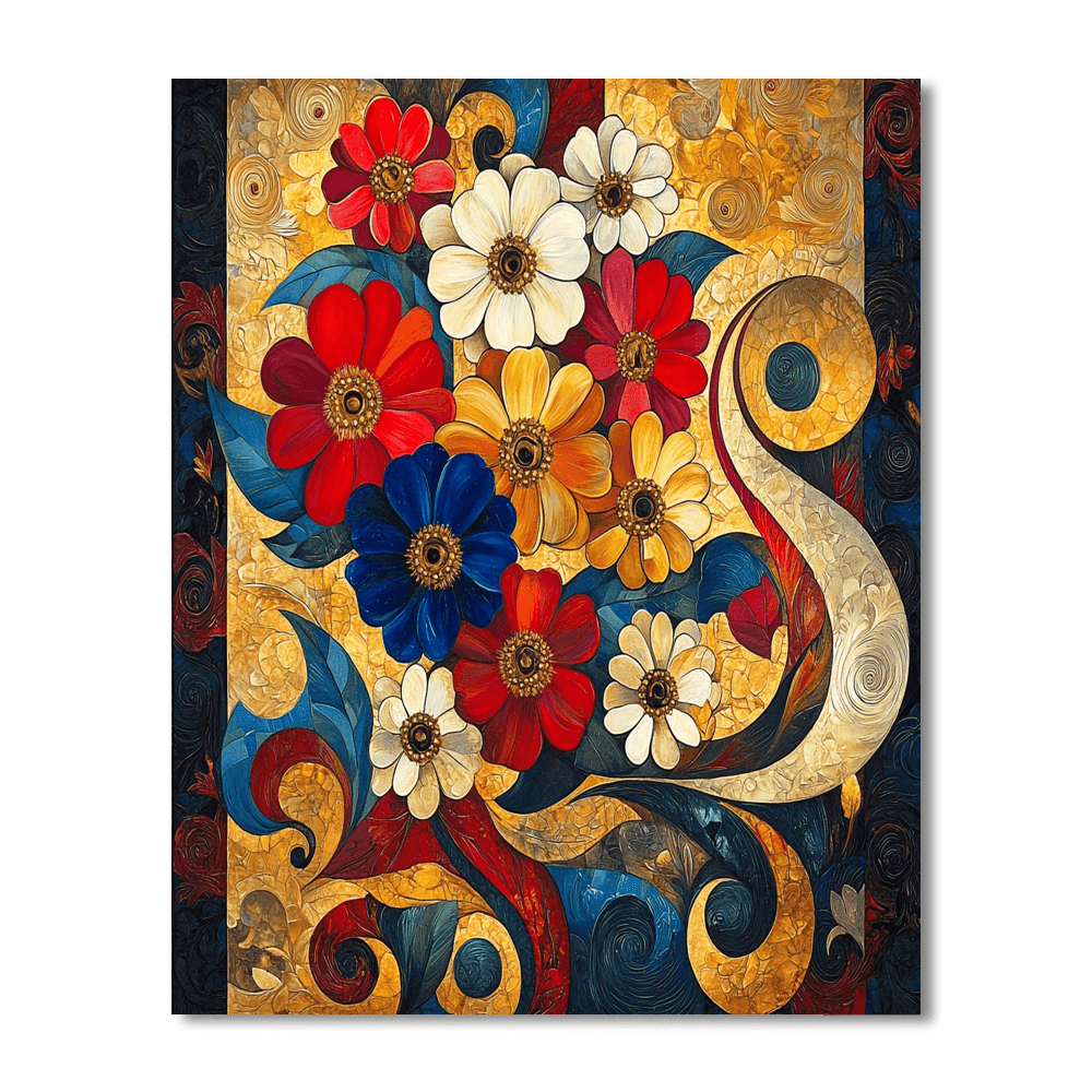 Gustav Klimt Inspired The Floral Symphony  Painting By Numbers Kit