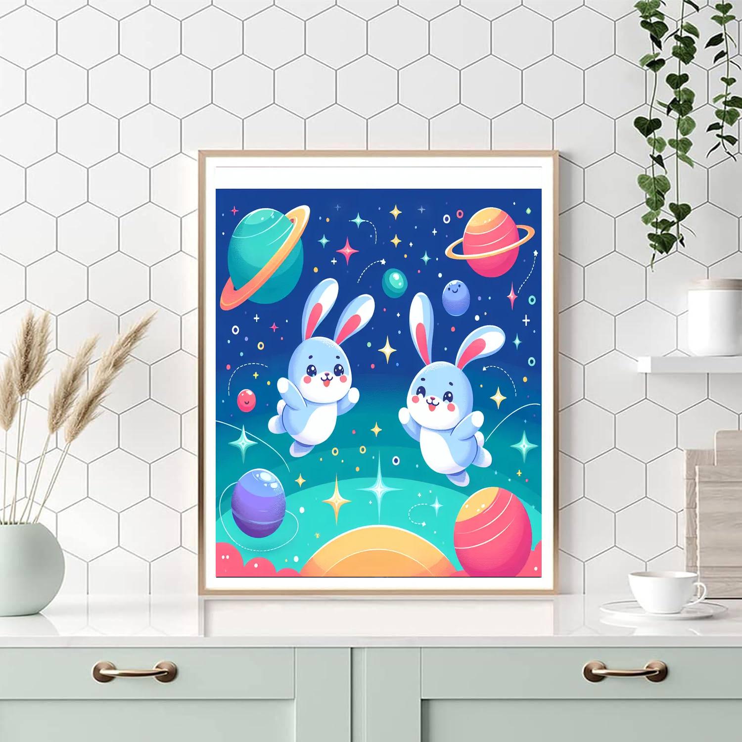 Playful Space Bunnies Paint By Numbers