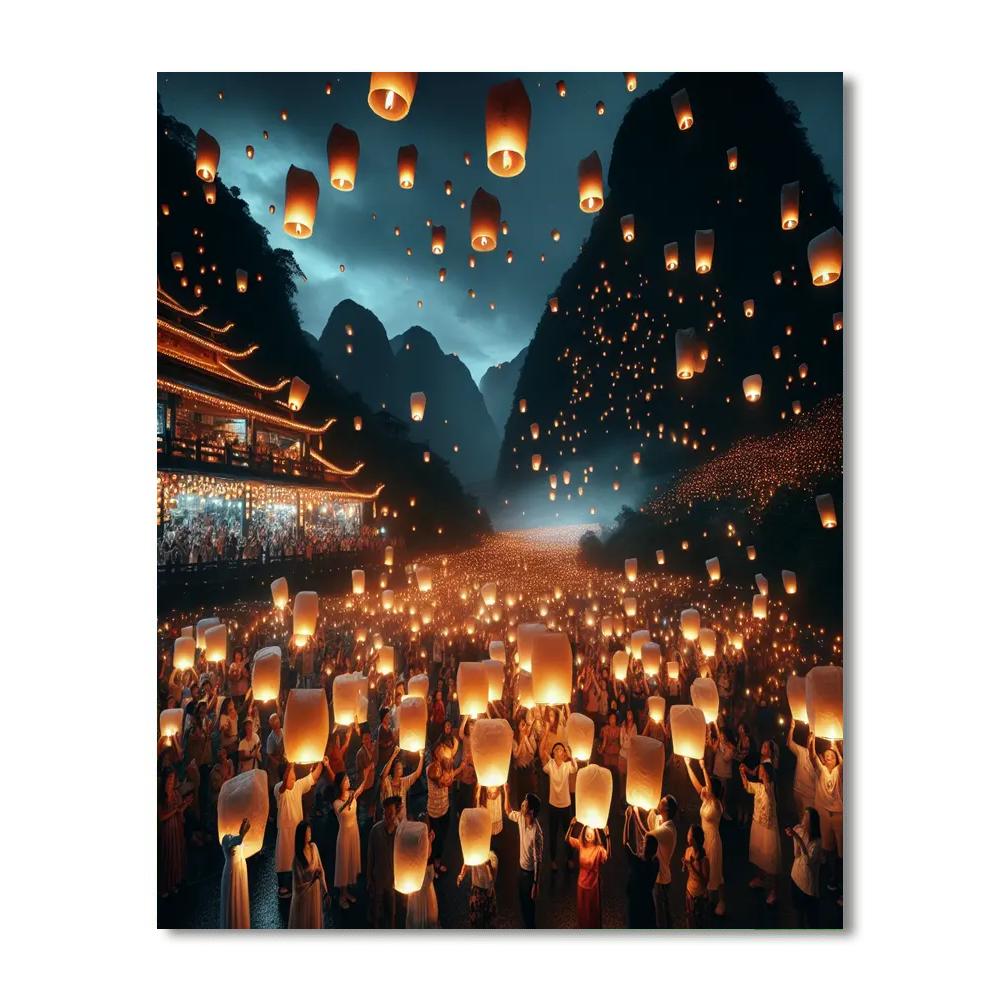 Pingxi Lantern Festival - Taipei, Taiwan Paint By Numbers Kits