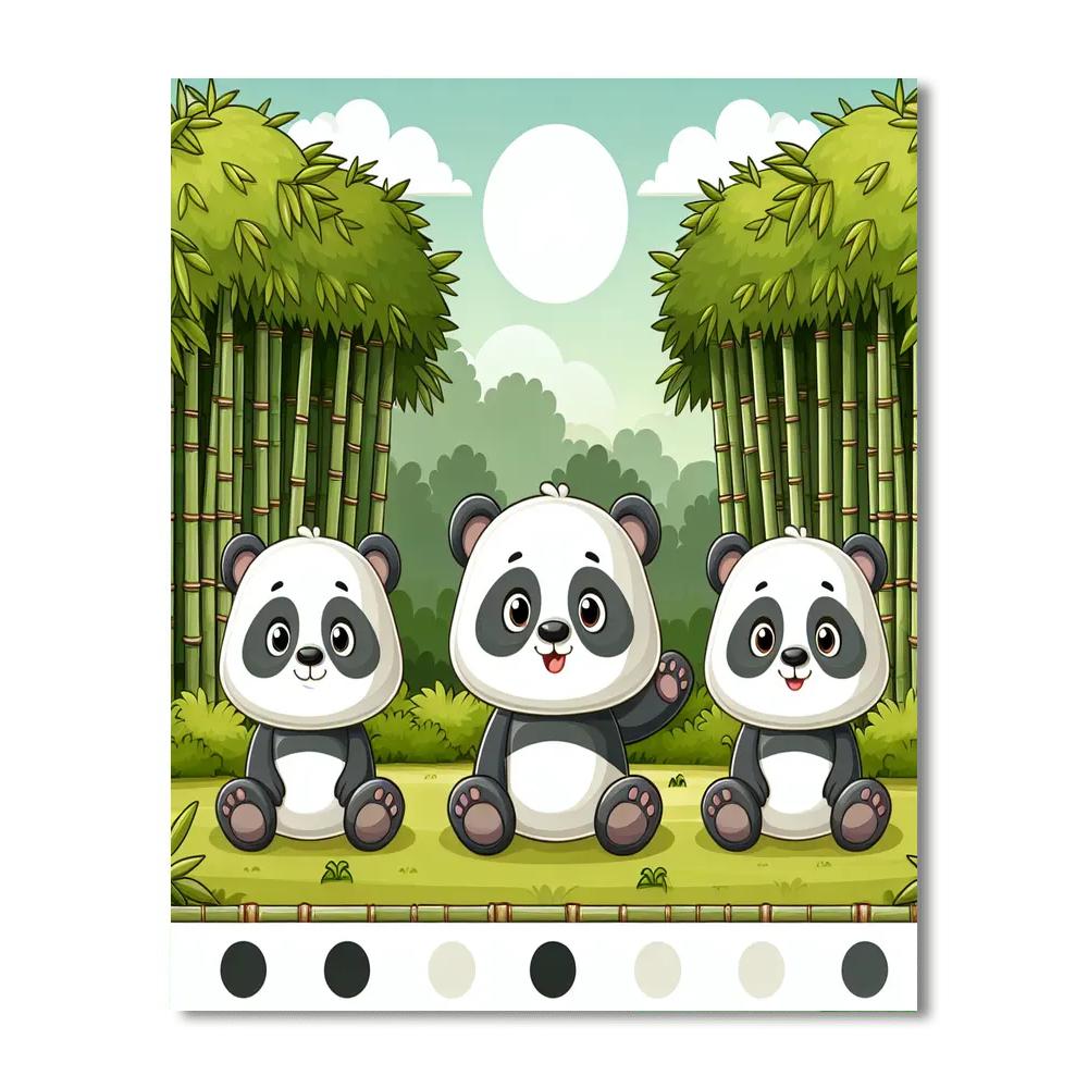 Playful Panda Playdate Paint By Numbers Art