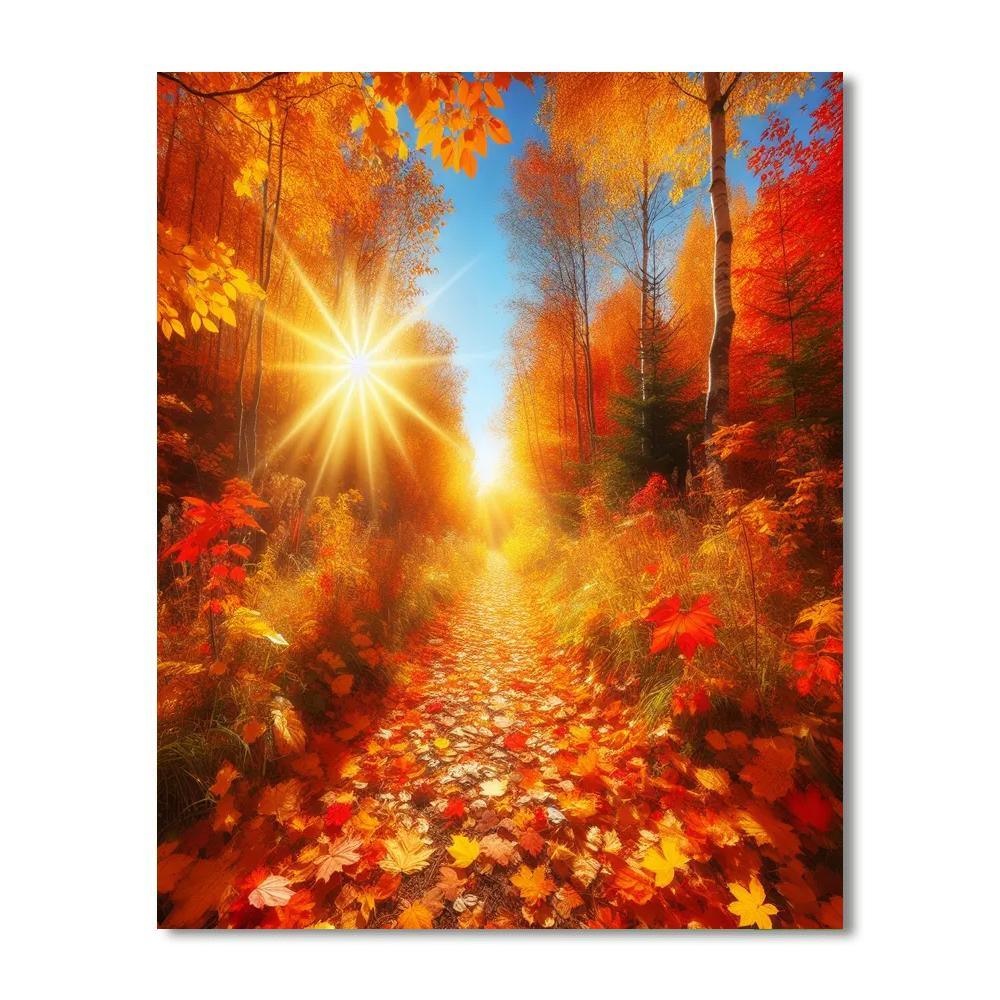 Sunlit Autumn Pathway Paint By Numbers Art