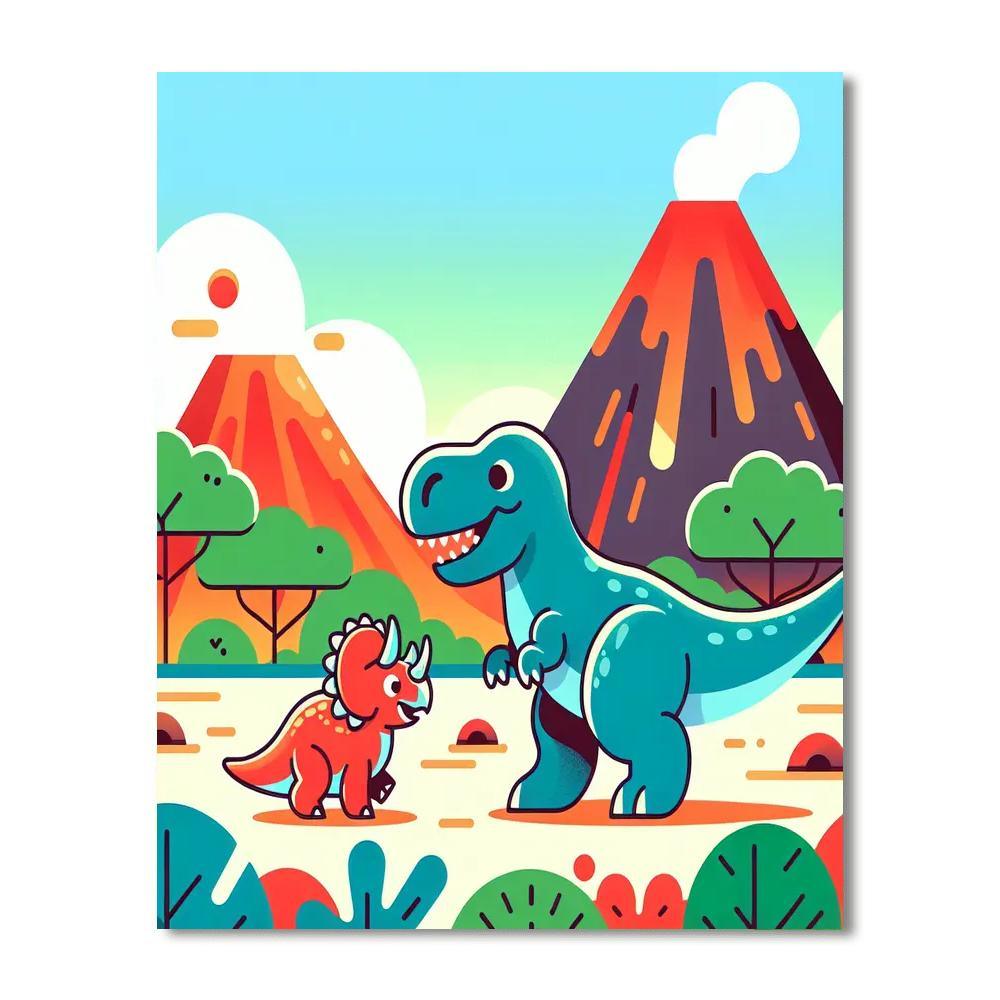 Dinosaurs In The Prehistoric Park Numbered Painting Kits