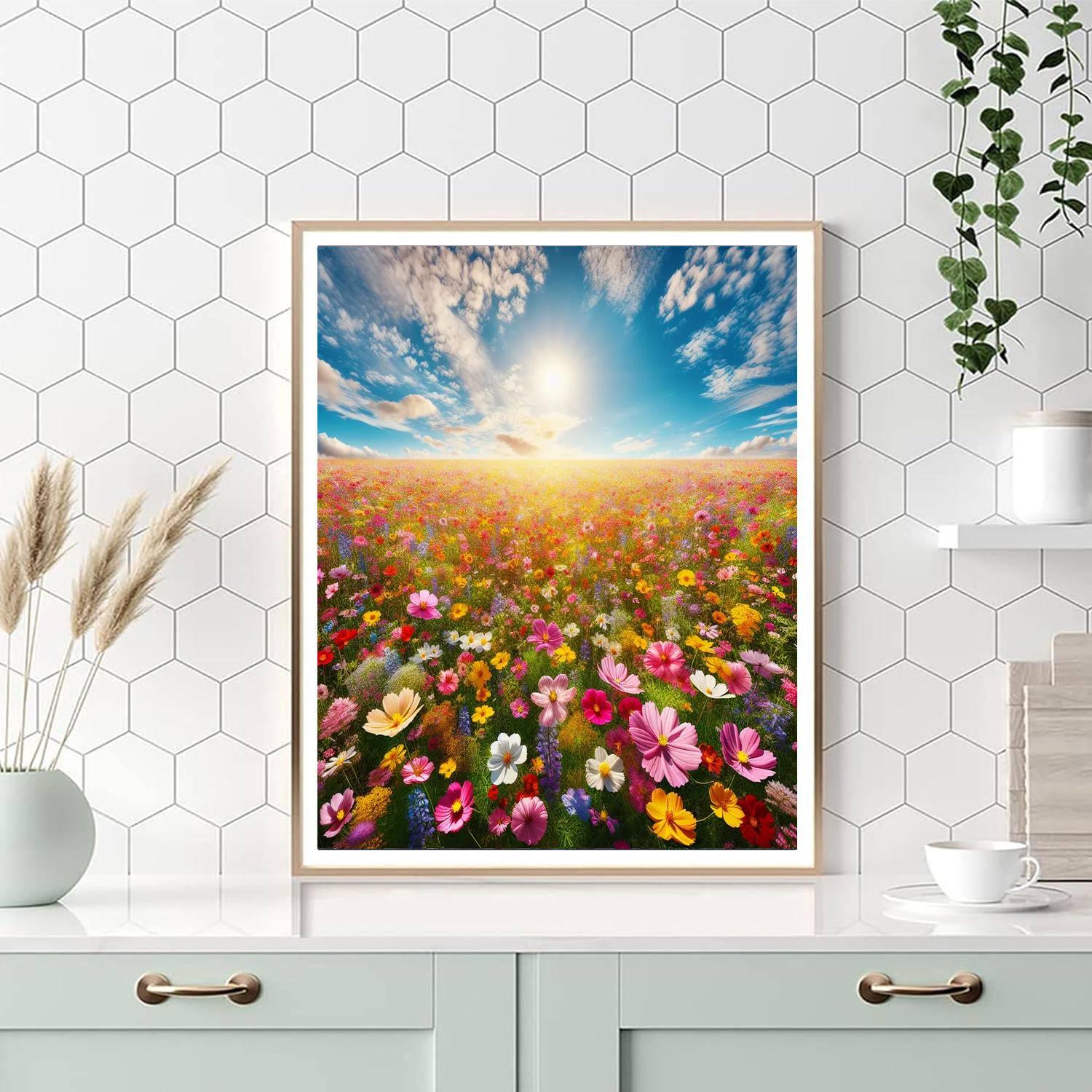 Radiant Flower Fields Painting Number Kit
