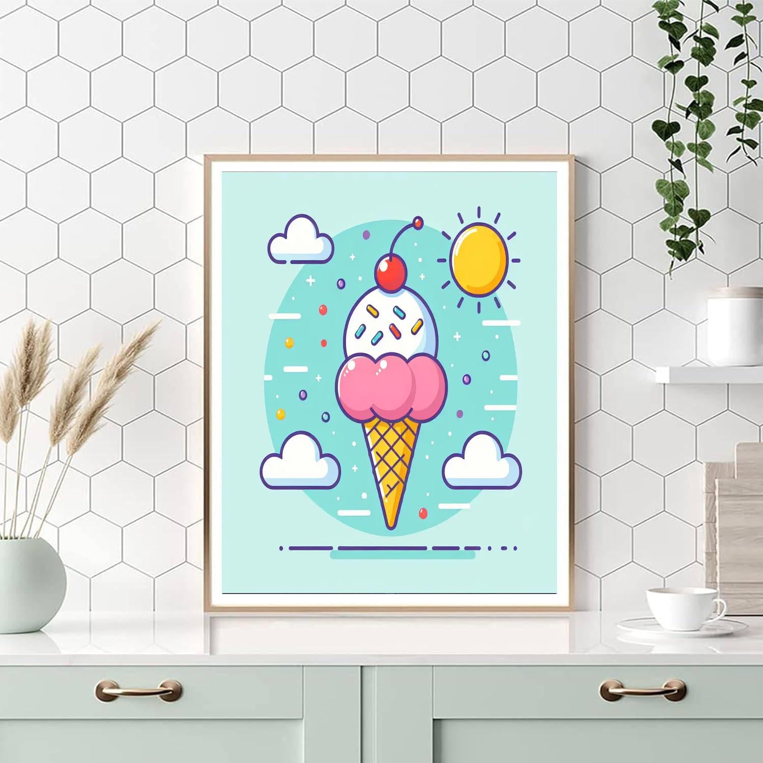 Sparkly Ice Cream Painting Number Kit