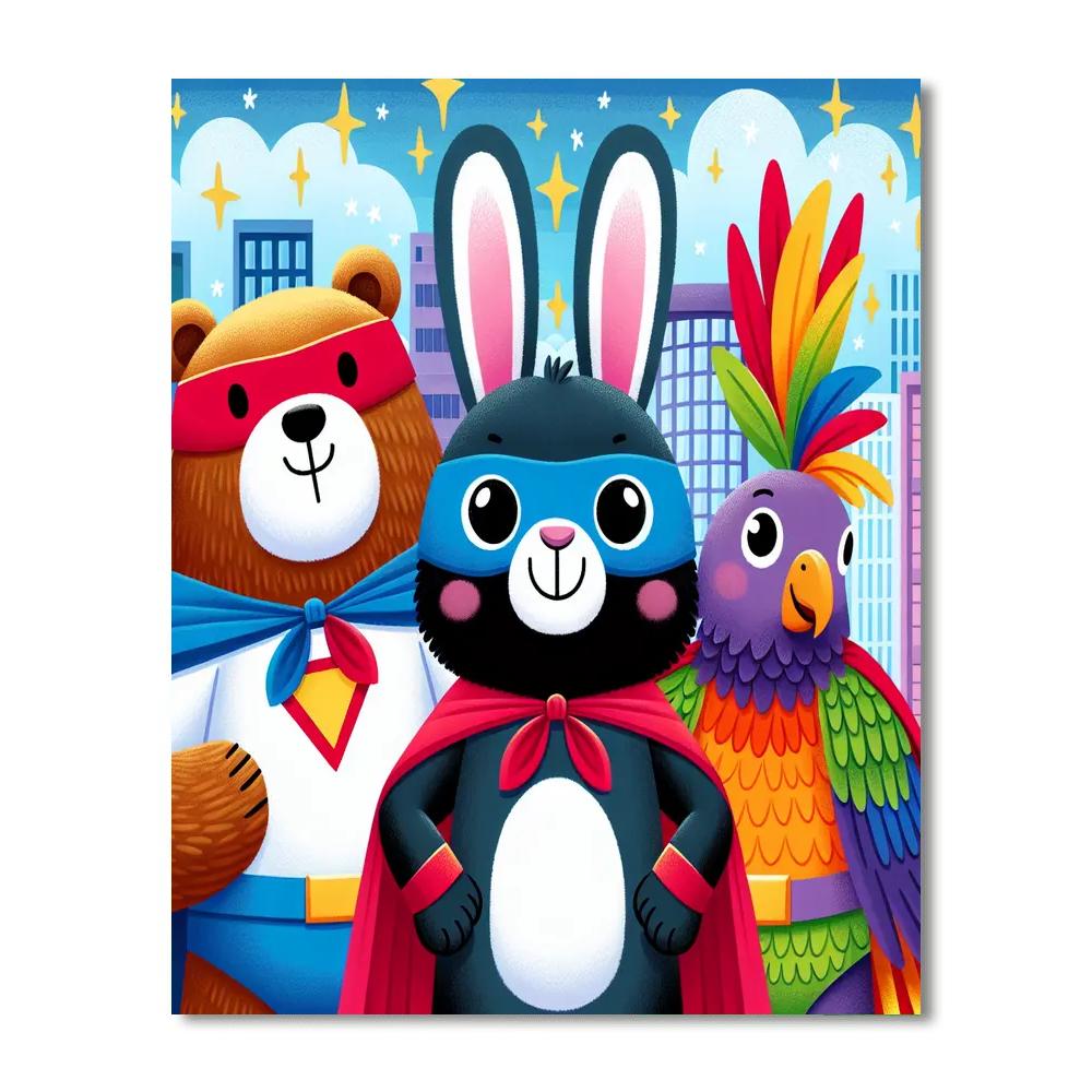 Silly Superhero Animals Painting By Numbers Kit