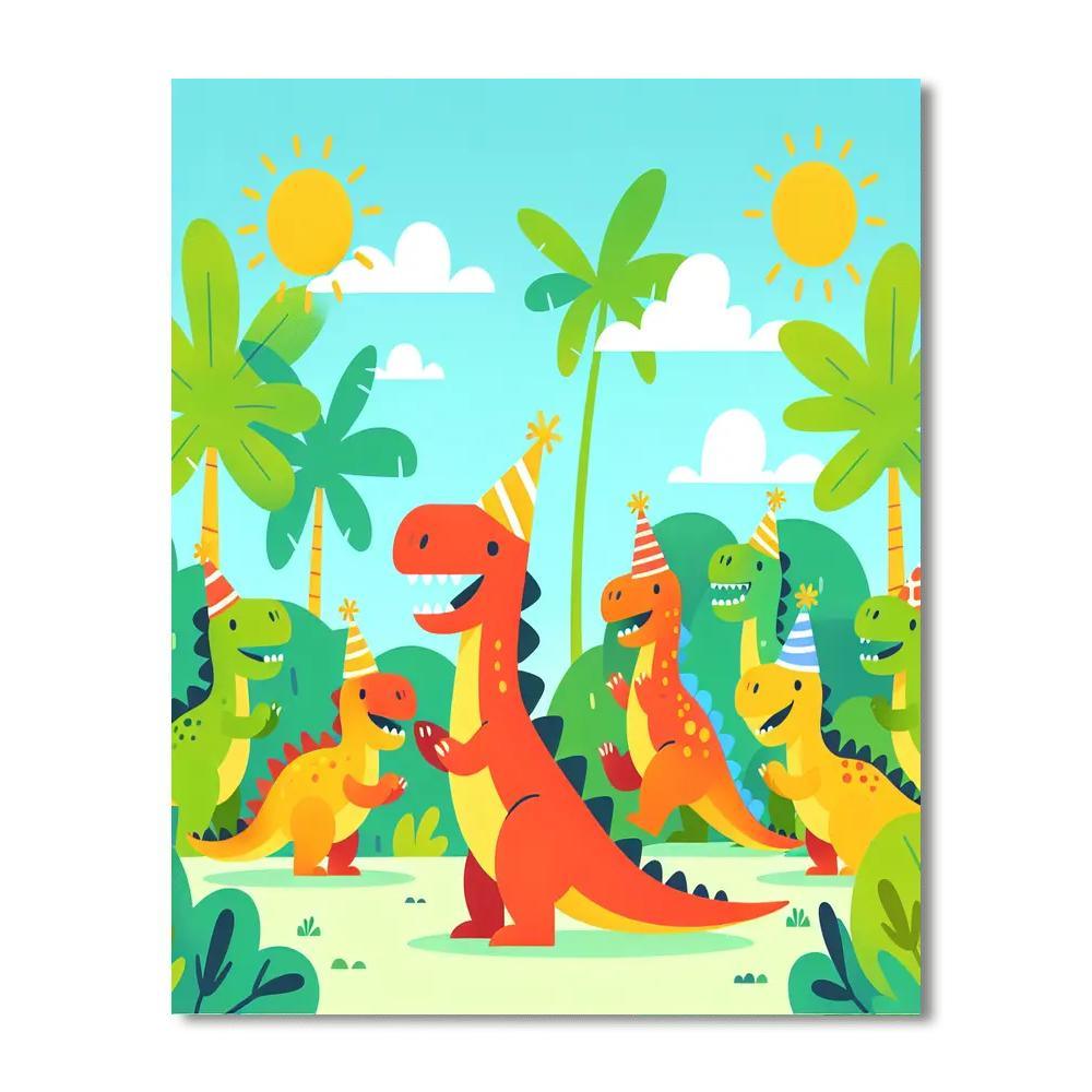 Funky Dinosaur Party Paint By Numbers Kits