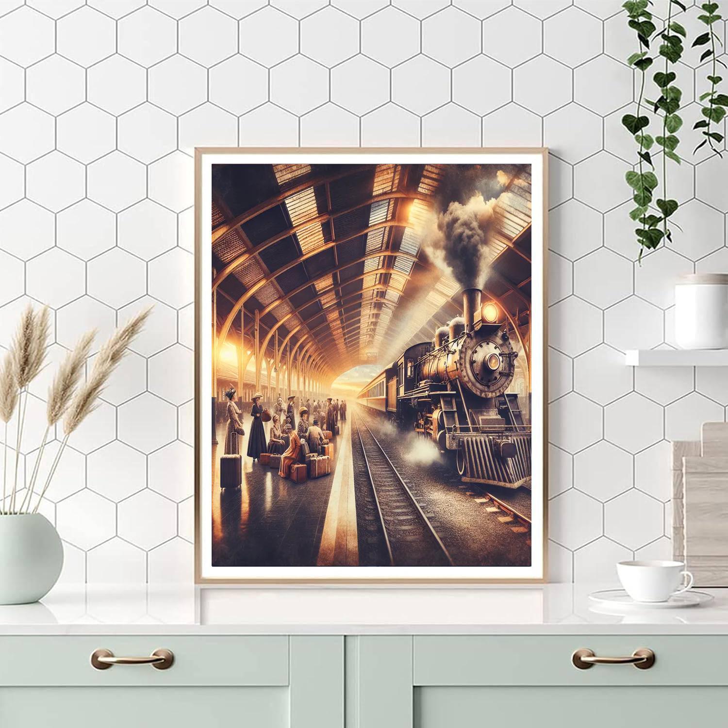 Nostalgic Train Station Painting Number Kit