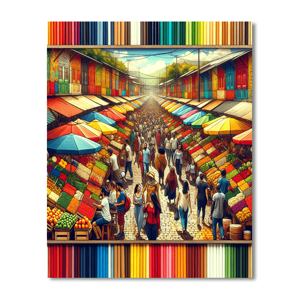 Lively Street Market DIY Paint By Numbers
