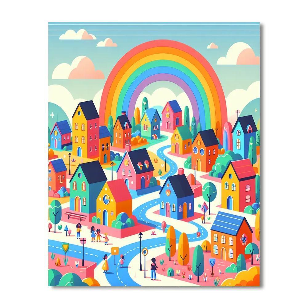 Rainbow Village DIY Paint By Numbers