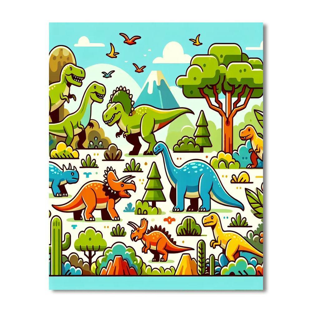 Jurassic Journey With Dinosaurs Paint By Number