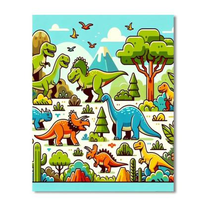 Jurassic Journey With Dinosaurs Paint By Number