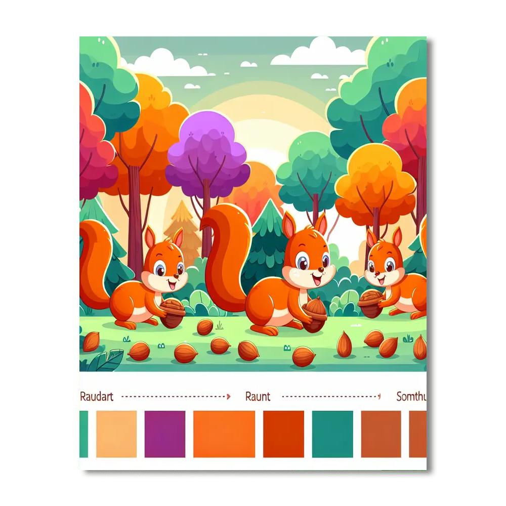 Squirrel's Woodland Scurry Paint By Numbers