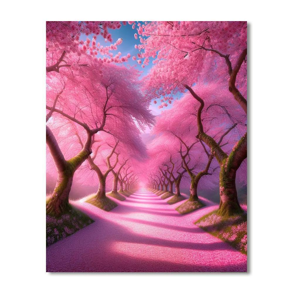 Romantic Cherry Blossom Stroll Paint By Numbers