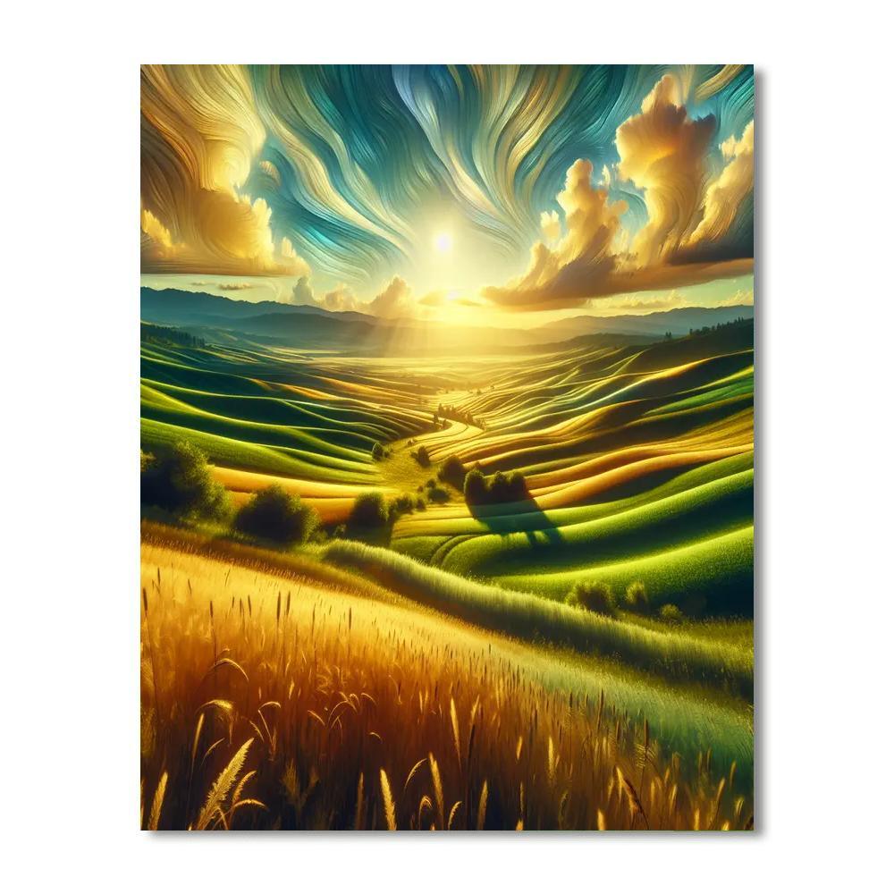 Radiant Sunlit Hills Paint By Number